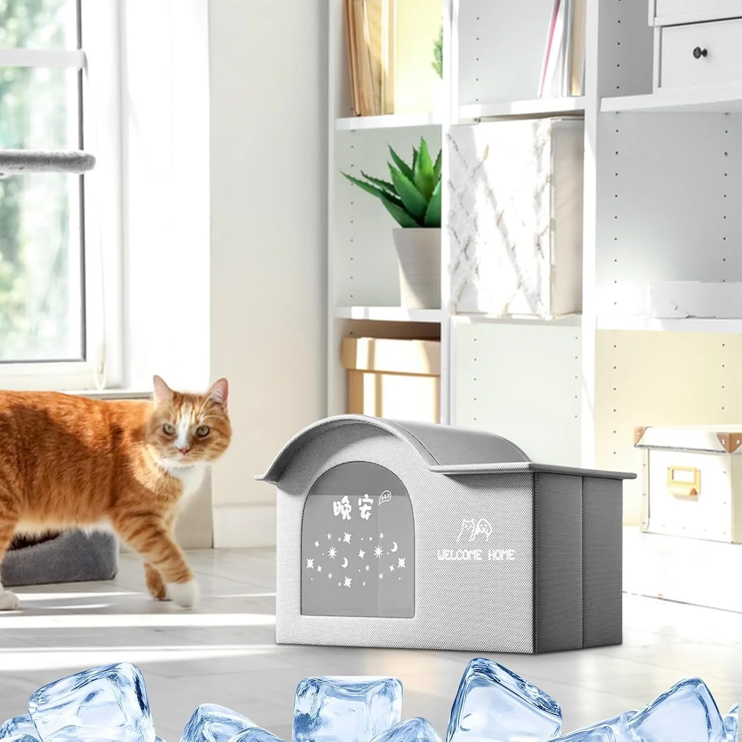 خانه خنک کننده سگ | پناهگاه بچه گربه، خانه لانه تاشو قابل حمل و تهویه عایق برای گربه ها سگ ها حیوانات خانگی داخل خانه