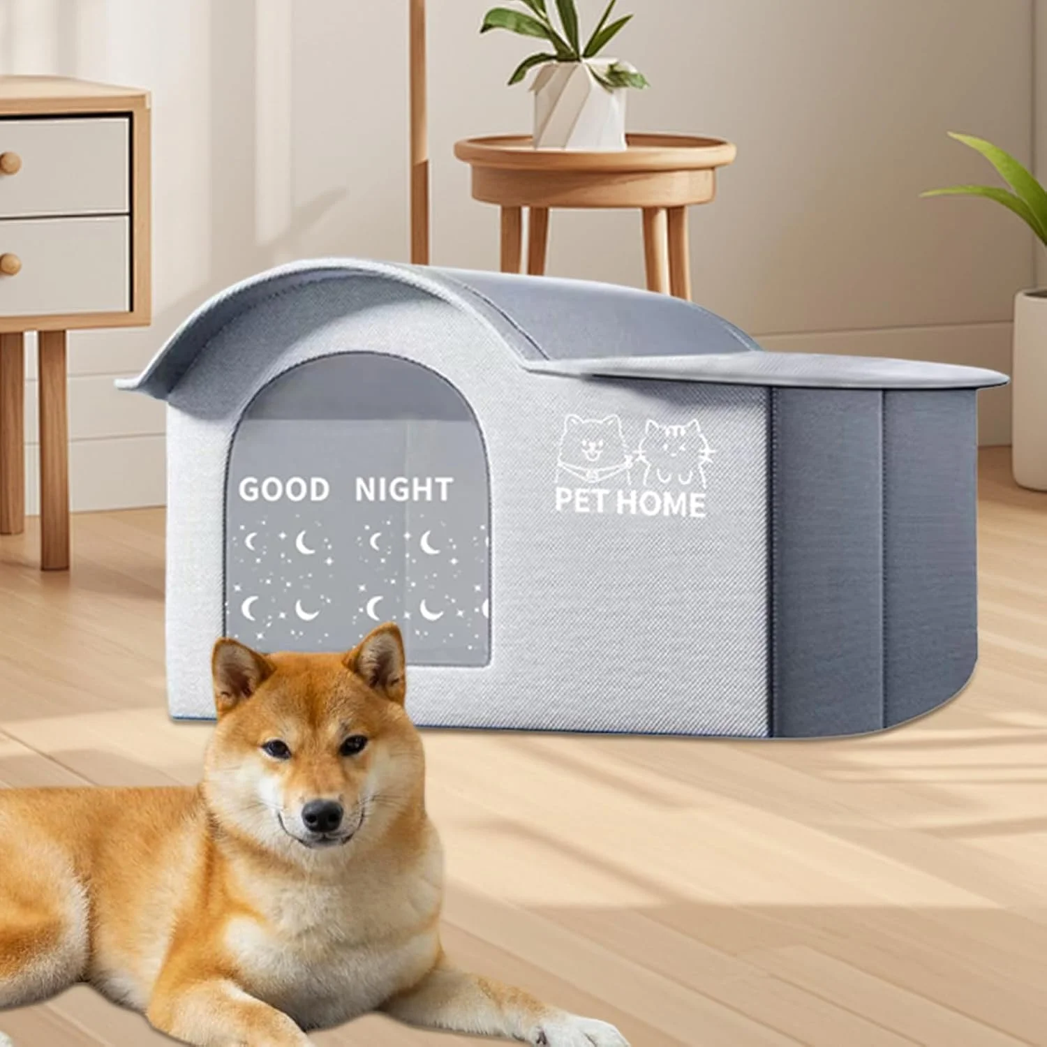 خانه خنک کننده سگ، خانه حیوانات خانگی عایق قابل حمل با بسته های یخ - غار سایه دار تخت عایق برای سگ ها و بچه گربه های نژاد کوچک و بزرگ در بالکن داخلی و خارجی اتاق نشیمن