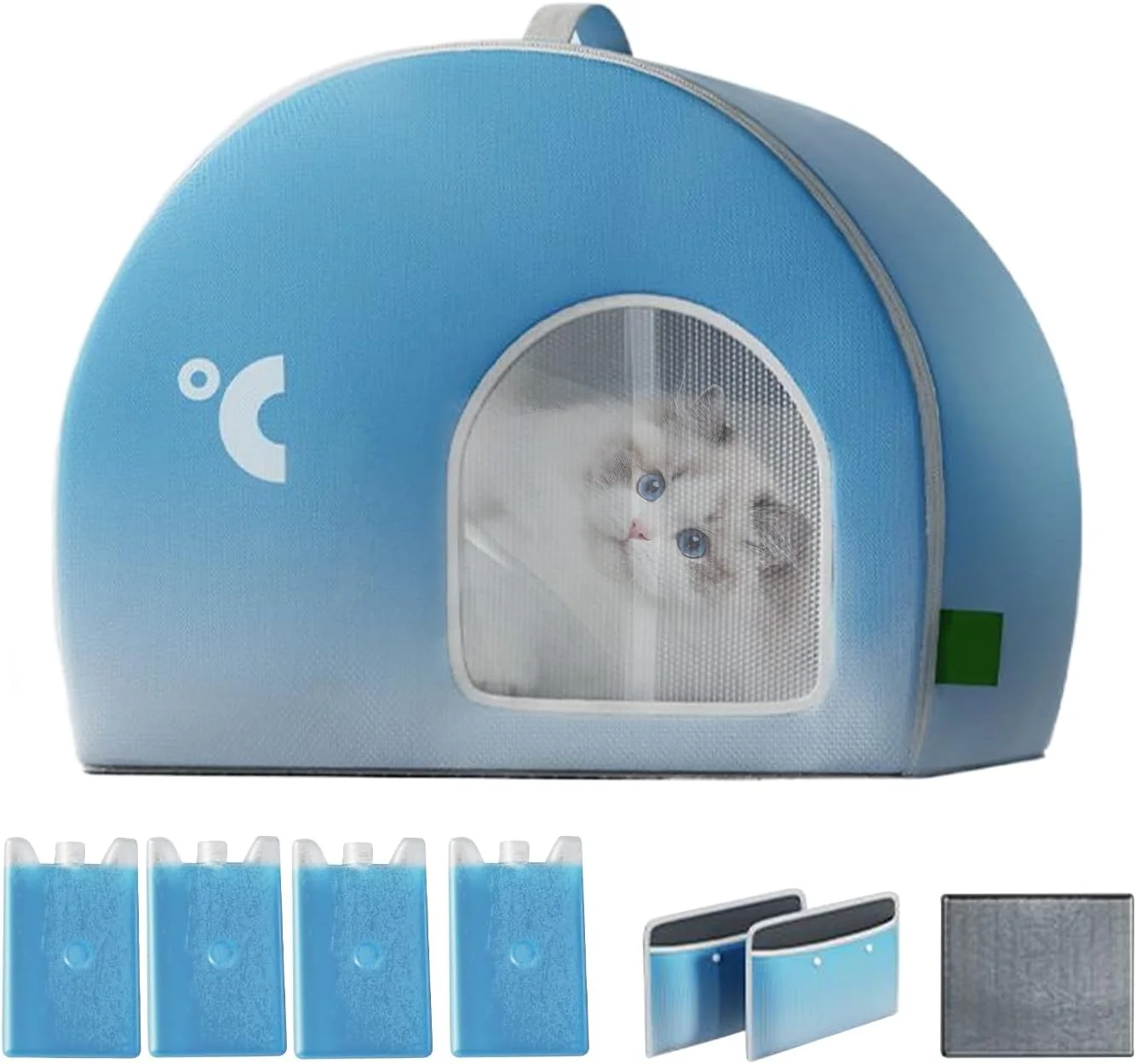 خانه خنک کننده حیوانات خانگی، پناهگاه یخی تاشو سگ های داخل و خارج از منزل | خنکی طولانی مدت، خانه بزرگ حیوانات خانگی مقاوم در برابر آب و هوا با راندمان بالا برای پارک