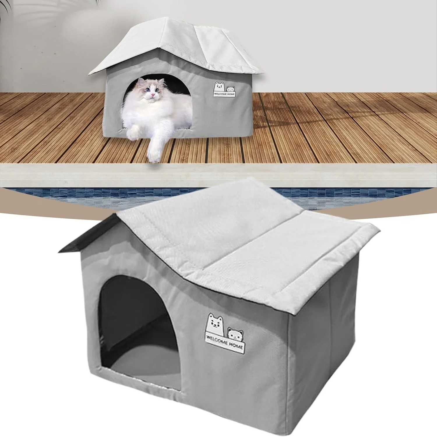 خانه سگ کوچک مناسب فضای داخلی، غار استراحت خنک کننده حیوانات خانگی، خانه تاشو گربه و سگ مناسب فضای داخلی و خارجی، غار حیوانات خانگی با تهویه و خنک کننده برای هوای گرم و سرد، مناسب بالکن و اتاق نشیمن