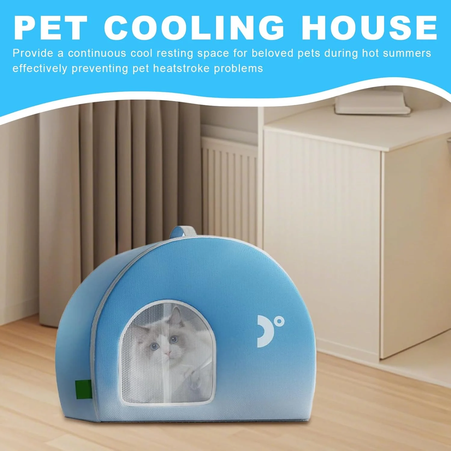 خانه خنک کننده حیوانات خانگی | پناهگاه یخی تاشو سگ های داخل و خارج از منزل، خانه هوشمند حیوانات خانگی با خنکی طولانی مدت و راندمان بالا برای اتاق نشیمن پارک