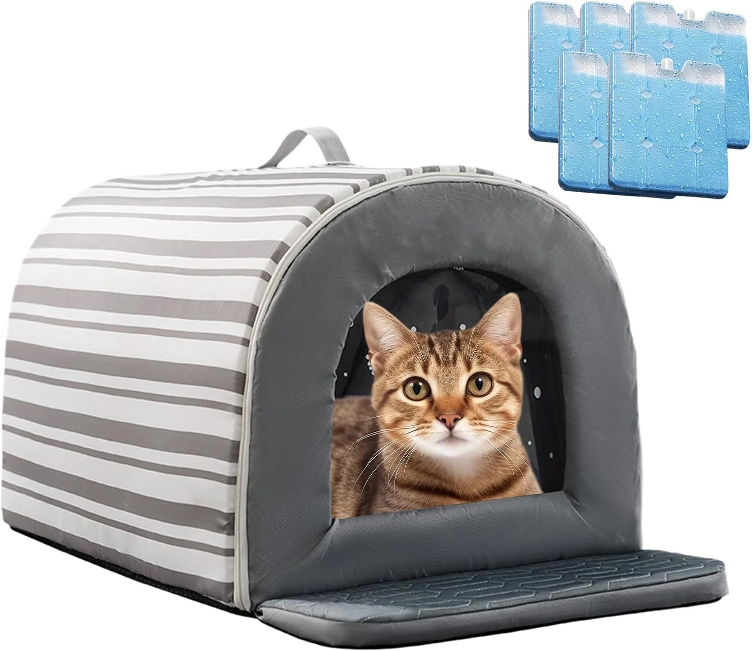 خانه سگ خنک کننده - خانه حیوانات خانگی در فضای باز با جعبه یخ، چادر راحت غیر لغزنده ضد آب پناهگاه عایق تخت برای توله سگ محافظت در برابر آب و هوا در فضای باز تجهیزات کمپینگ مسافرتی آپارتمان زندگی در داخل خانه