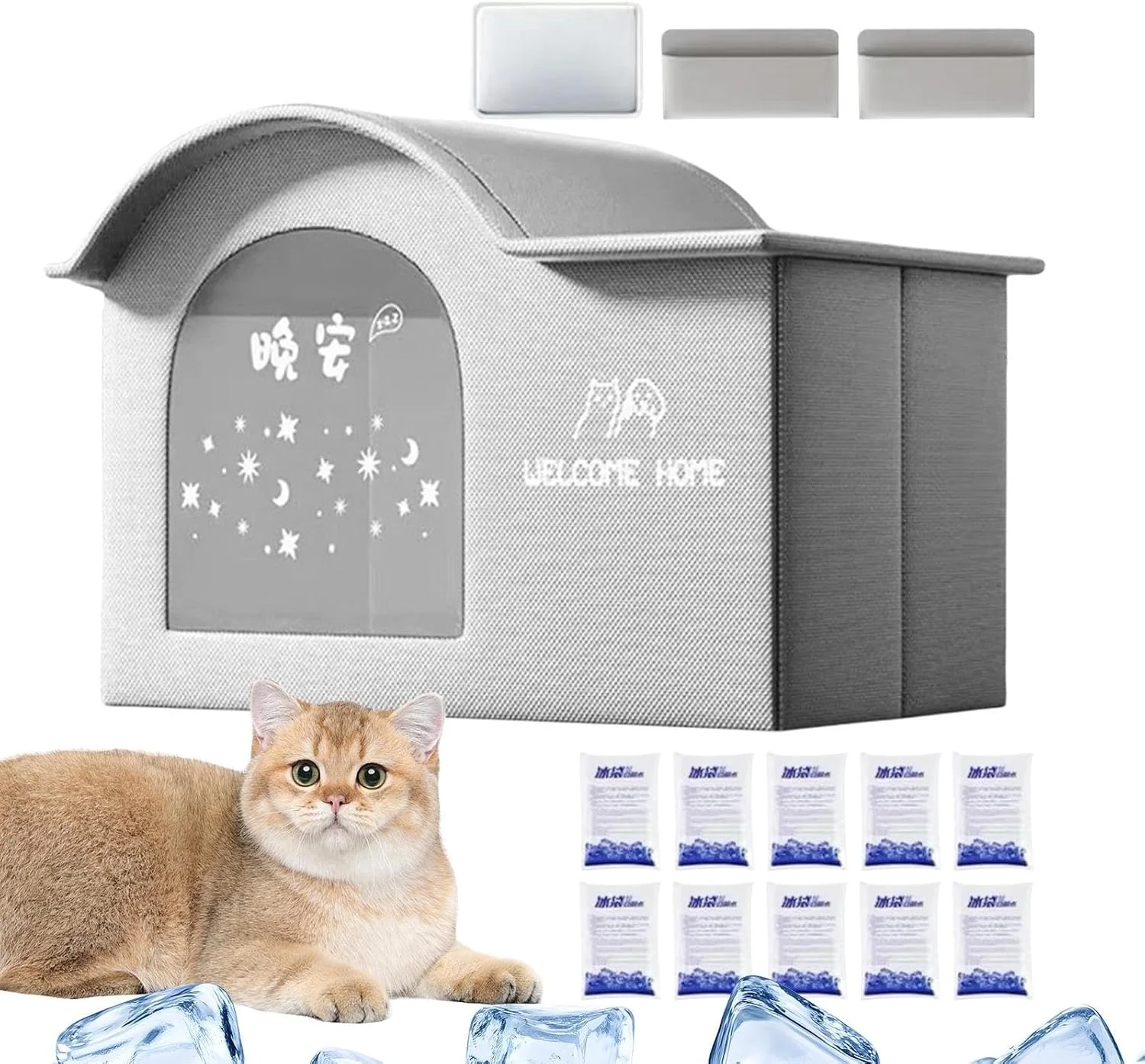 خانه خنک کننده سگ - لانه توله سگ | لانه خنک کننده تاشو قابل حمل عایق بندی شده برای حیوانات خانگی سگ ها توله سگ ها در داخل و خارج از منزل