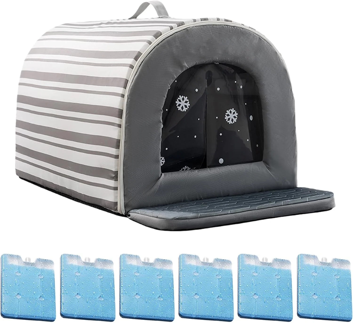 خانه سگ خنک کننده - خانه حیوانات خانگی در فضای باز با جعبه یخ - چادر ضد آب عایق بندی شده و راحت برای آپارتمان، زیستگاه حیوانات، مناسب برای توله سگ در داخل و خارج از خانه
