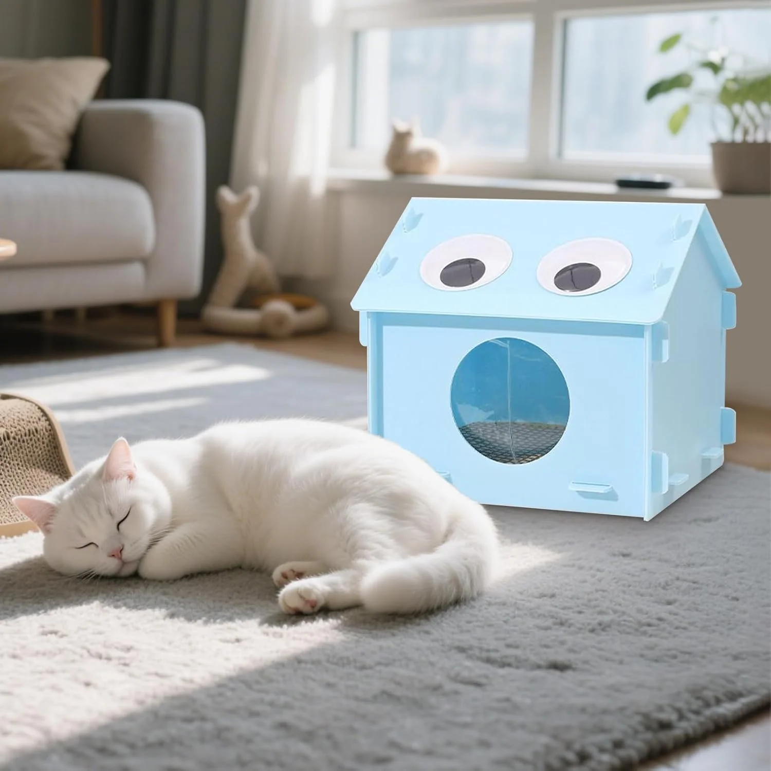 خانه خنک کننده گربه، لانه پناهگاه گربه با تهویه مطبوع - تخت خواب ضد لغزش سگ برای اتاق خواب، بالکن بیرونی، اتاق نشیمن داخلی