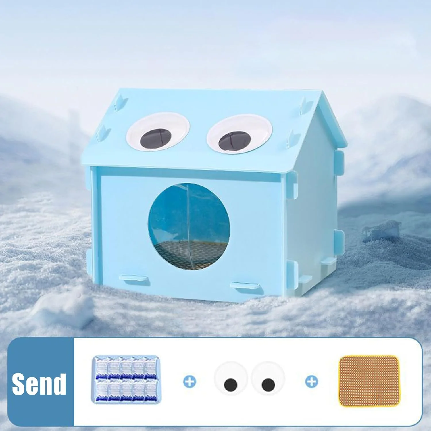 خانه خنک کننده گربه | غار یخی گربه با بسته های یخ | لانه خواب ضد آب سگ برای اتاق خواب داخلی و خارجی، بالکن، اتاق نشیمن