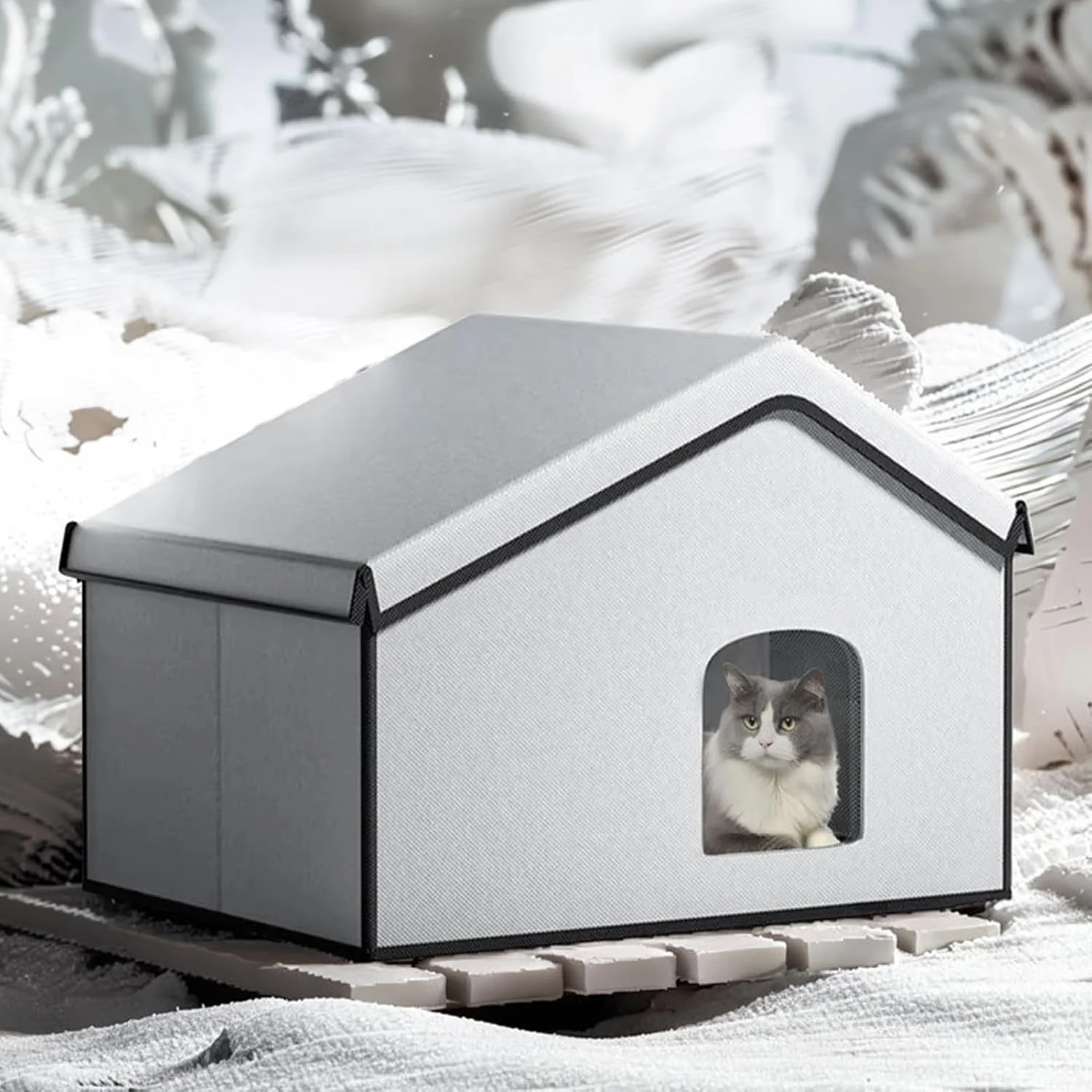 خانه خنک کننده گربه برای فضای باز، خانه خنک کننده عایق با جعبه یخ - لوازم روزهای گرم، پناهگاه خنک حیوانات خانگی با تمیز کردن آسان برای چمن - بالکن، حیاط، باغ، خانه، خوابگاه