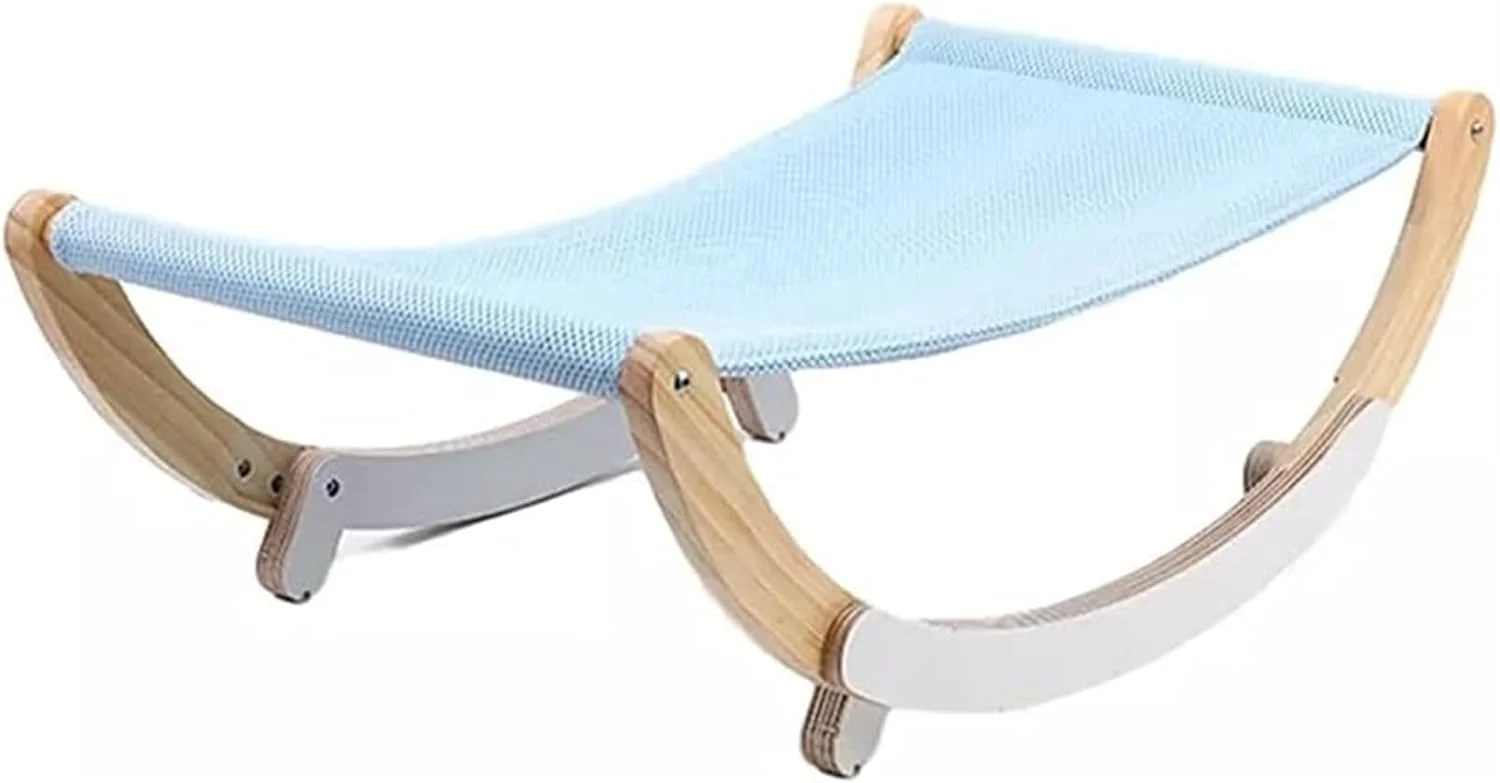 تخت آفتاب‌گیر راحت SunnyHammock با قابلیت جابجایی، تخت چوبی بادوام و محکم با قاب چوبی، مبل سگ‌های کوچک، تشک تخت حیوانات خانگی (رنگ: A، سایز: 60 سانتی‌متر)