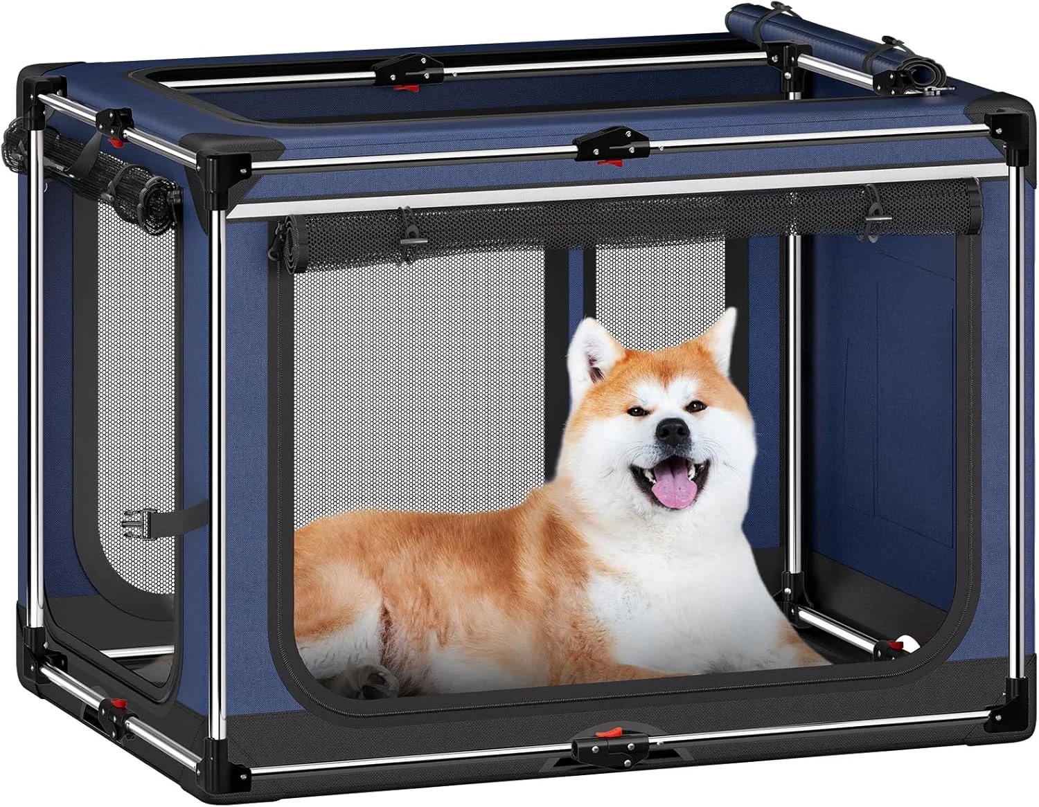  باکس تاشو سگ: باکس تاشو نرم 30 اینچی برای سگ های متوسط، لانه مسافرتی قابل حمل سگ با تشک نرم برای داخل و خارج از منزل، آبی (30" L x 21" W x 21" H)