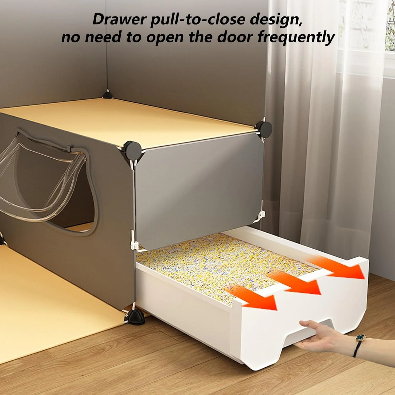 قفس تاشو گربه به همراه جعبه خاک، محوطه گربه 2/3 طبقه، پارک بازی گربه DIY، پارک بازی حیوانات خانگی با سیم فلزی متراکم، خانه گربه DIY بزرگ و جداشدنی برای تمرین (اندازه: B-43.7*15.4*55.9 اینچ/111*39*142 سانتی متر)