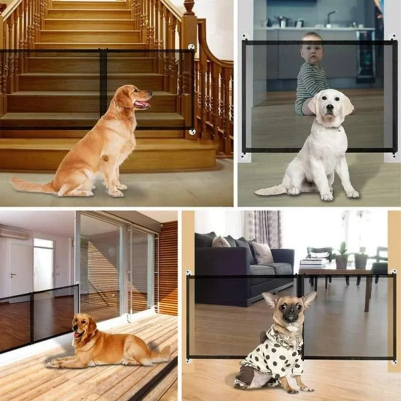 CLoxks Fence Pen Freestanding Foldable Dog Gates Pet Stairway Fence Net Banister Stair Net لحراسة شبكة الحيوانات الأليفة Pet Puppy Safety Fence (Color : White, Size : 100x72cm)
