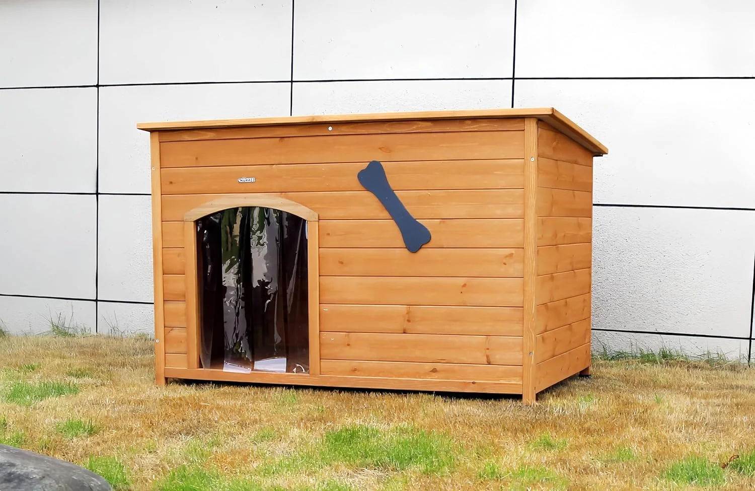 خانه سگ چوبی CHURRZZ برای سگ های کوچک، متوسط و بزرگ، ضد آب، لانه داخلی/خارجی، پناهگاه توله سگ با کف مرتفع (طبیعی، L)