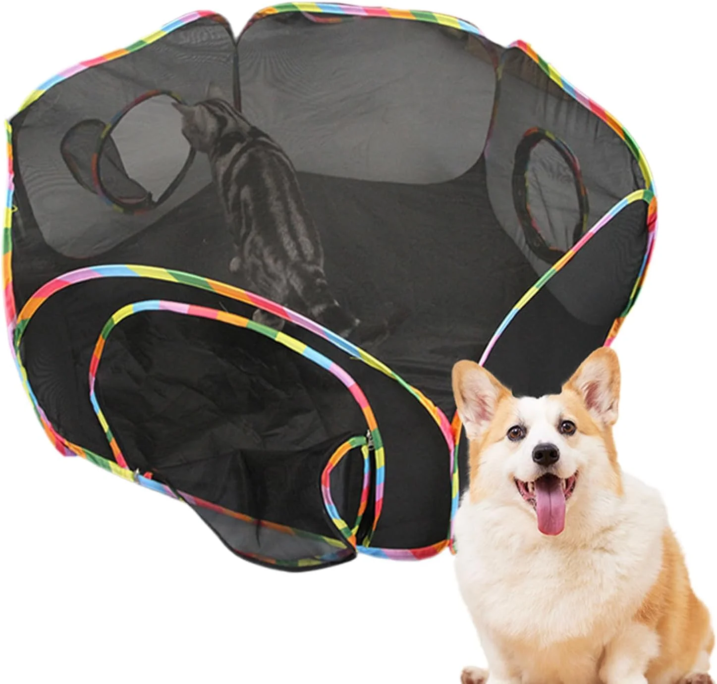 چادر گربه برای فضای باز - محوطه توری حصار حیاط | لانه بازی جادار حیوانات خانگی برای تفریح و سرگرمی ایمن