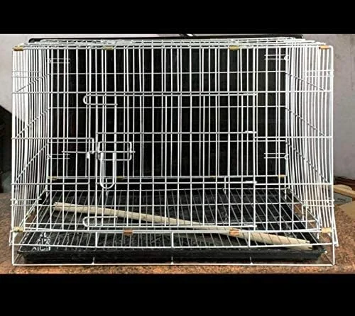 قفس سگ زینک 24 اینچی آکواریوم CENTRAL FISH (ضد زنگ) با درب دوتایی، قفس فلزی تاشو با سینی جداشدنی و محافظ پنجه برای سگ، گربه و خرگوش -