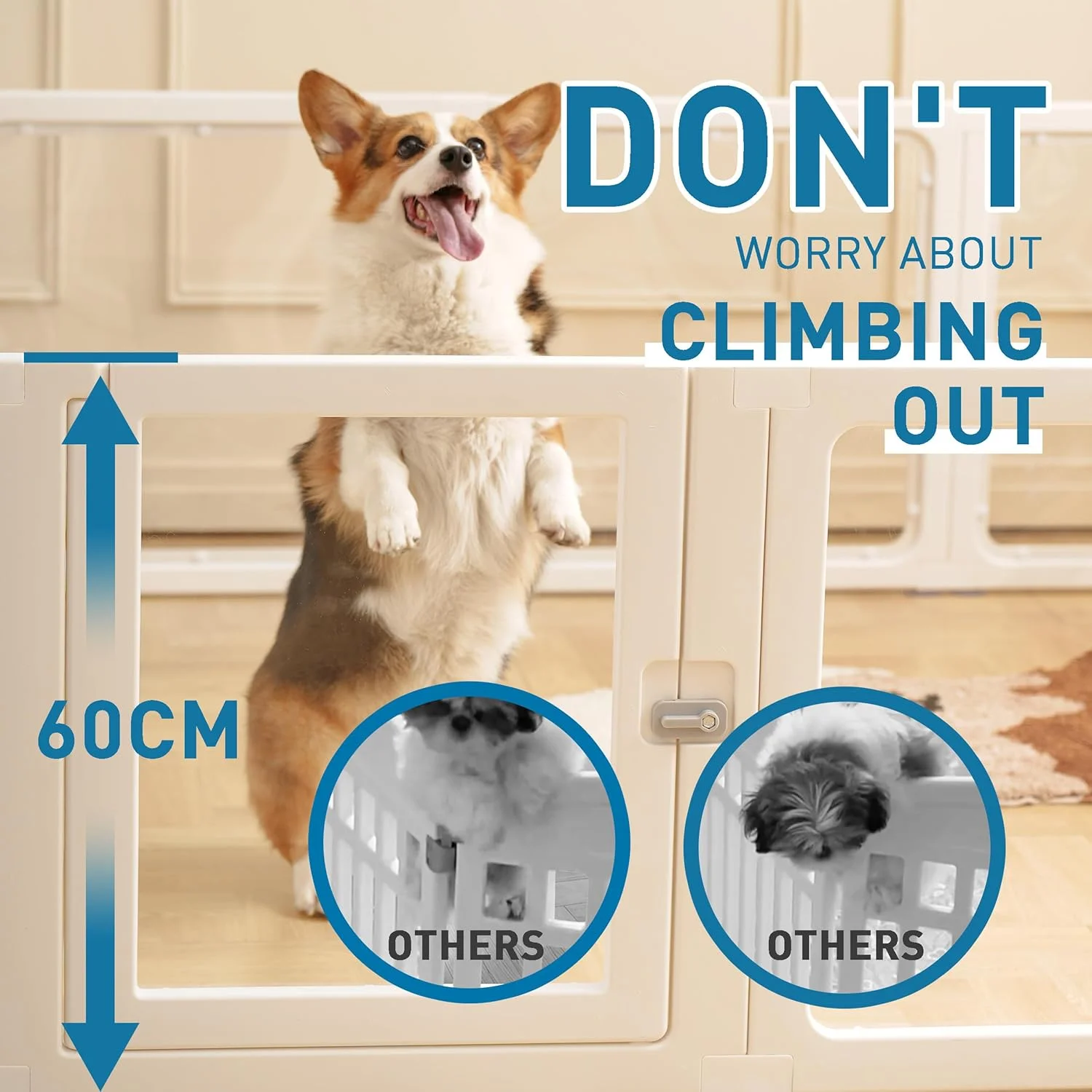 محوطه بازی سگ Citylife با درب، محوطه بازی شفاف حیوانات خانگی برای داخل و خارج از خانه، نصب و برداشتن آسان، محوطه بازی توله سگ برای سگ ها، گربه ها، خرگوش ها، خوک ها، 12 پنل