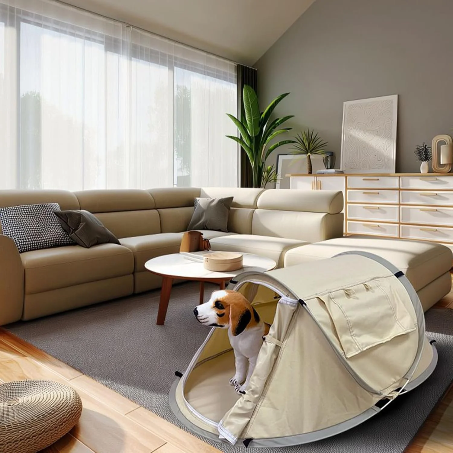 چادر تاشو قابل حمل گربه - پناهگاه حیوانات خانگی مقاوم در برابر آب و هوا | چادر پاپ آپ تهویه شده مقاوم در برابر اشعه ماوراء بنفش برای سفر سگ و گربه، باغ، کمپینگ، چمن، بالکن، فضای باز، داخل خانه، پیک نیک