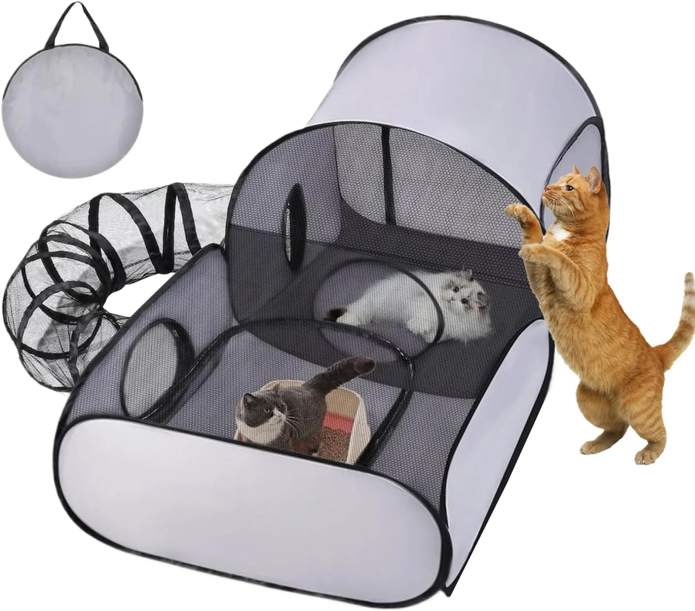 محوطه بازی گربه - محوطه بازی سگ، خانه چادری گربه | محفظه تاشو، اسباب بازی های تعاملی، زمین بازی ورزشی برای بچه گربه، توله سگ، حیوانات کوچک، مسافرت در فضای باز