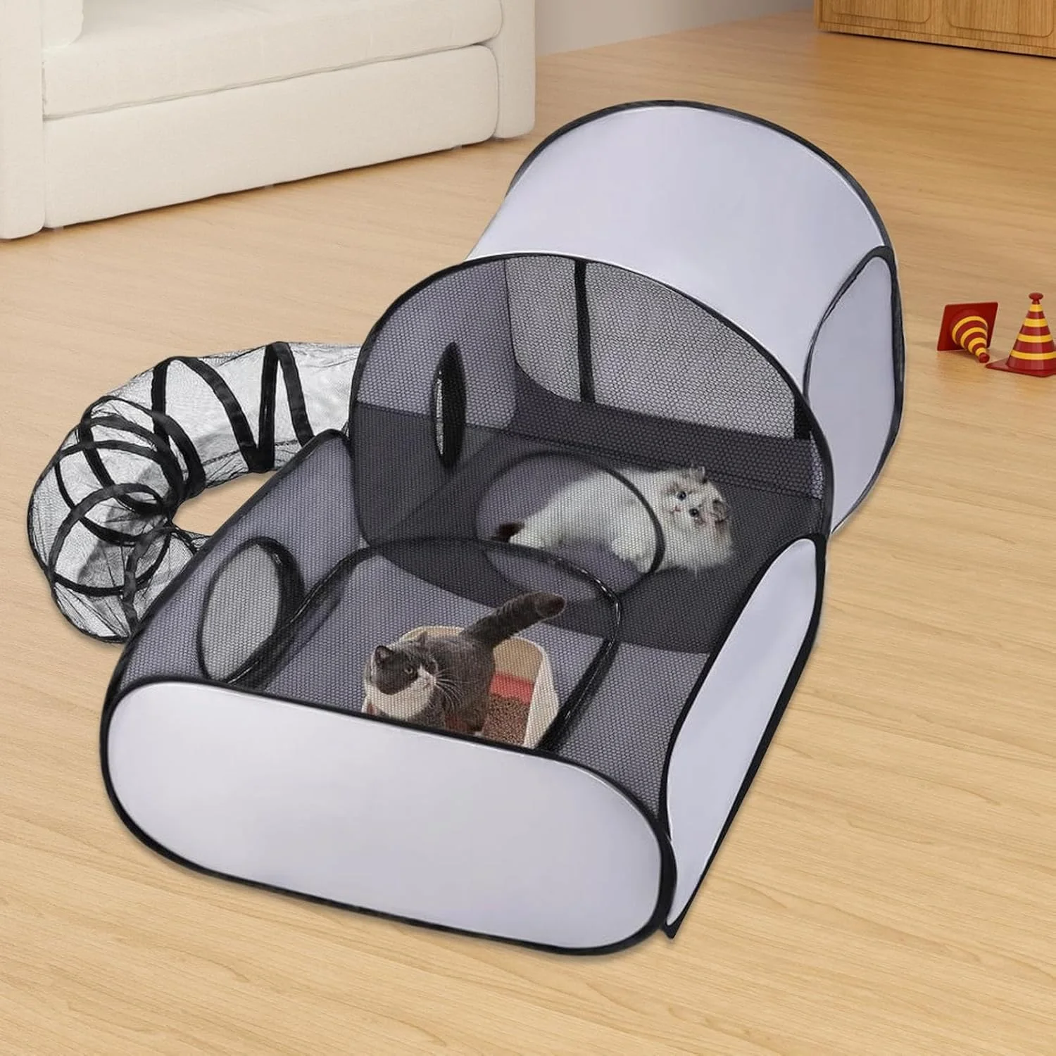 محوطه بازی گربه - محوطه بازی سگ، خانه چادری گربه | محفظه تاشو، اسباب بازی های تعاملی، زمین بازی ورزشی برای بچه گربه، توله سگ، حیوانات کوچک، مسافرت در فضای باز