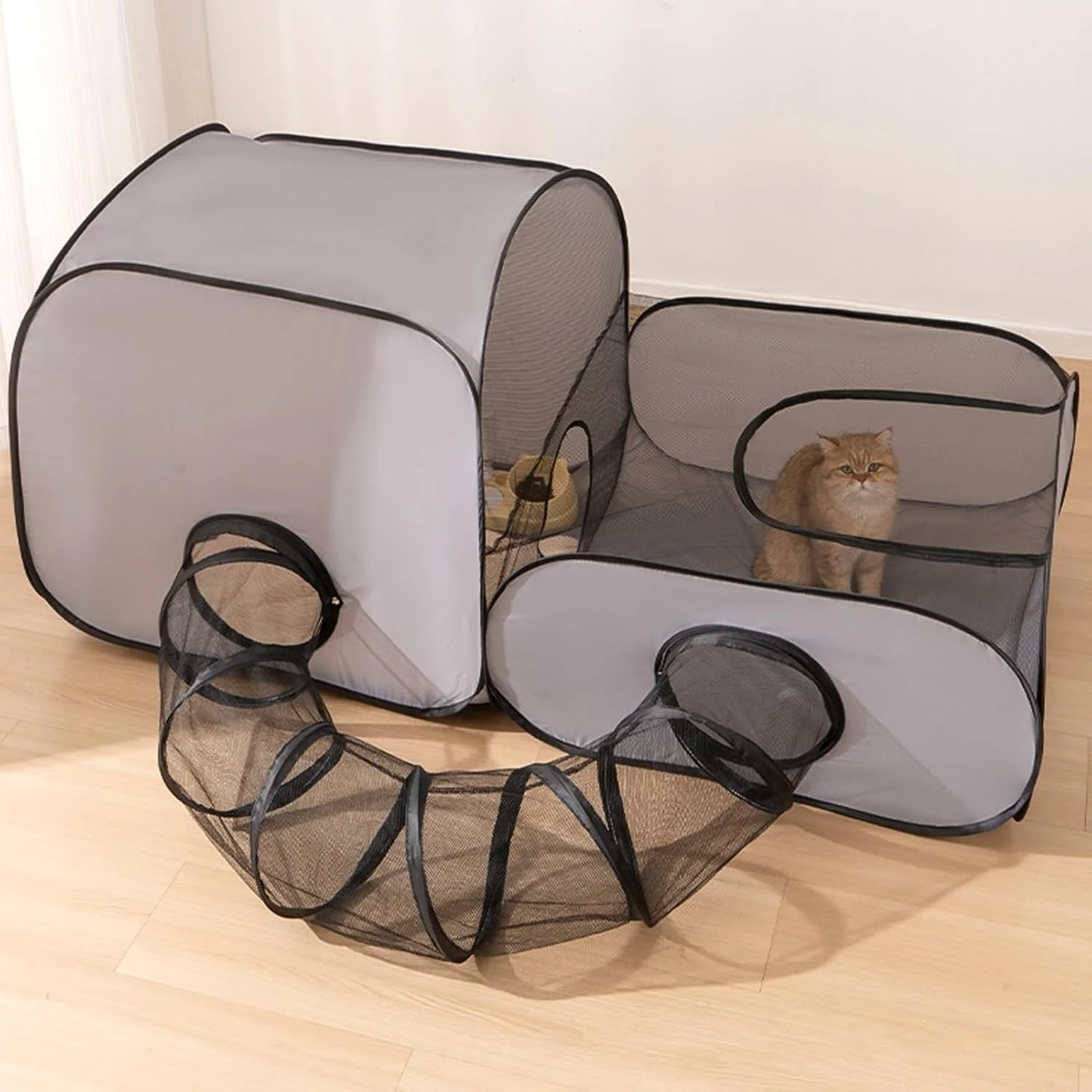 محوطه بازی گربه - محفظه توری قابل حمل و تاشو گربه | حصار تاشو قابل حمل با تونل خانه بازی آکسفورد چادر حیوانات خانگی برای بچه گربه سگ خرگوش محوطه بازی گربه - محفظه توری قابل حمل و تاشو گربه | حصار تاشو قابل حمل با تونل خانه بازی آکسفورد چادر حیوانات خانگی برای بچه گربه سگ خرگوش