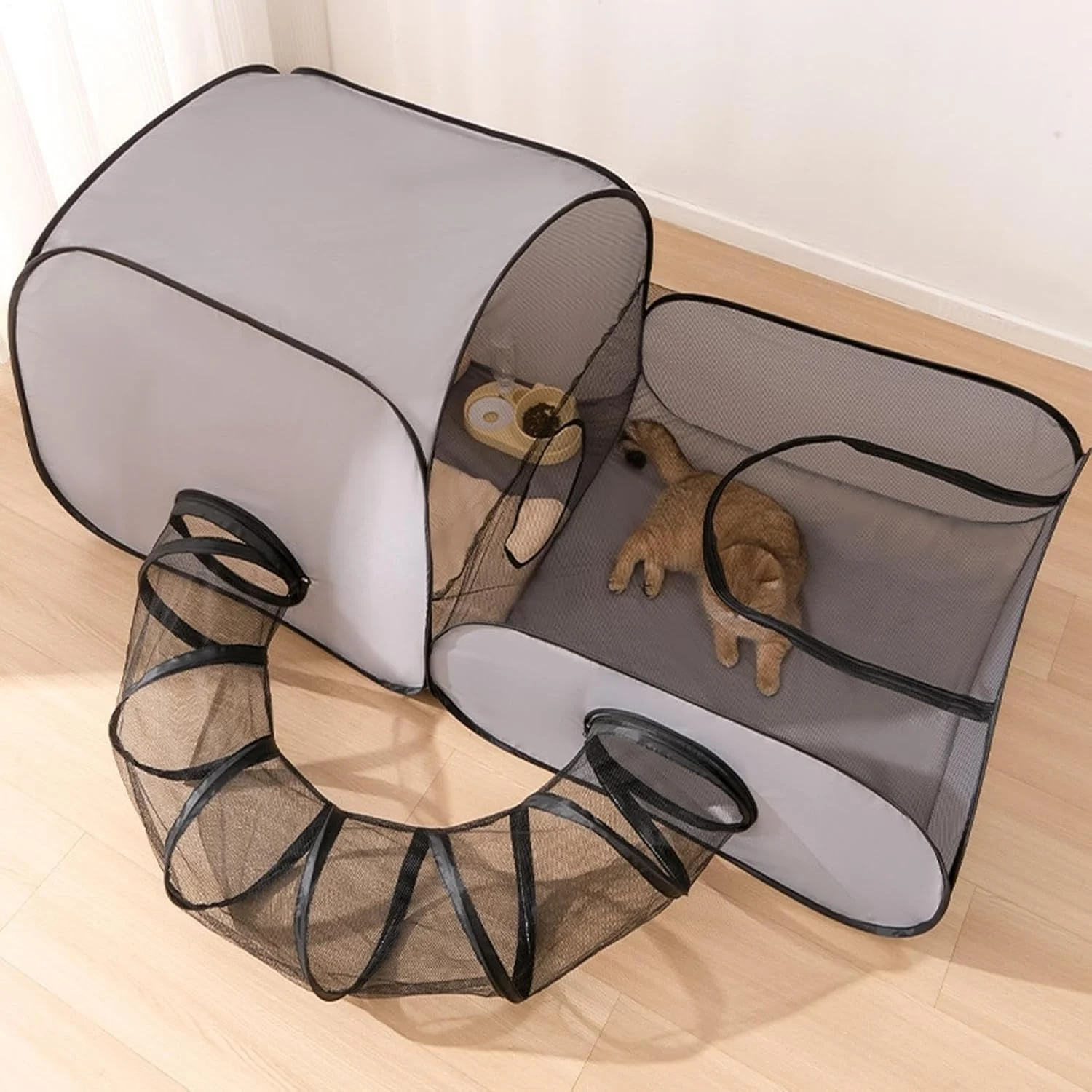 محوطه بازی گربه در فضای باز - محوطه بازی گربه در فضای داخلی، چادر محصور حیوانات خانگی | حصار تاشو قابل حمل با تونل، خانه بازی آکسفورد، چادر حیوانات خانگی برای بچه گربه، سگ، خرگوش