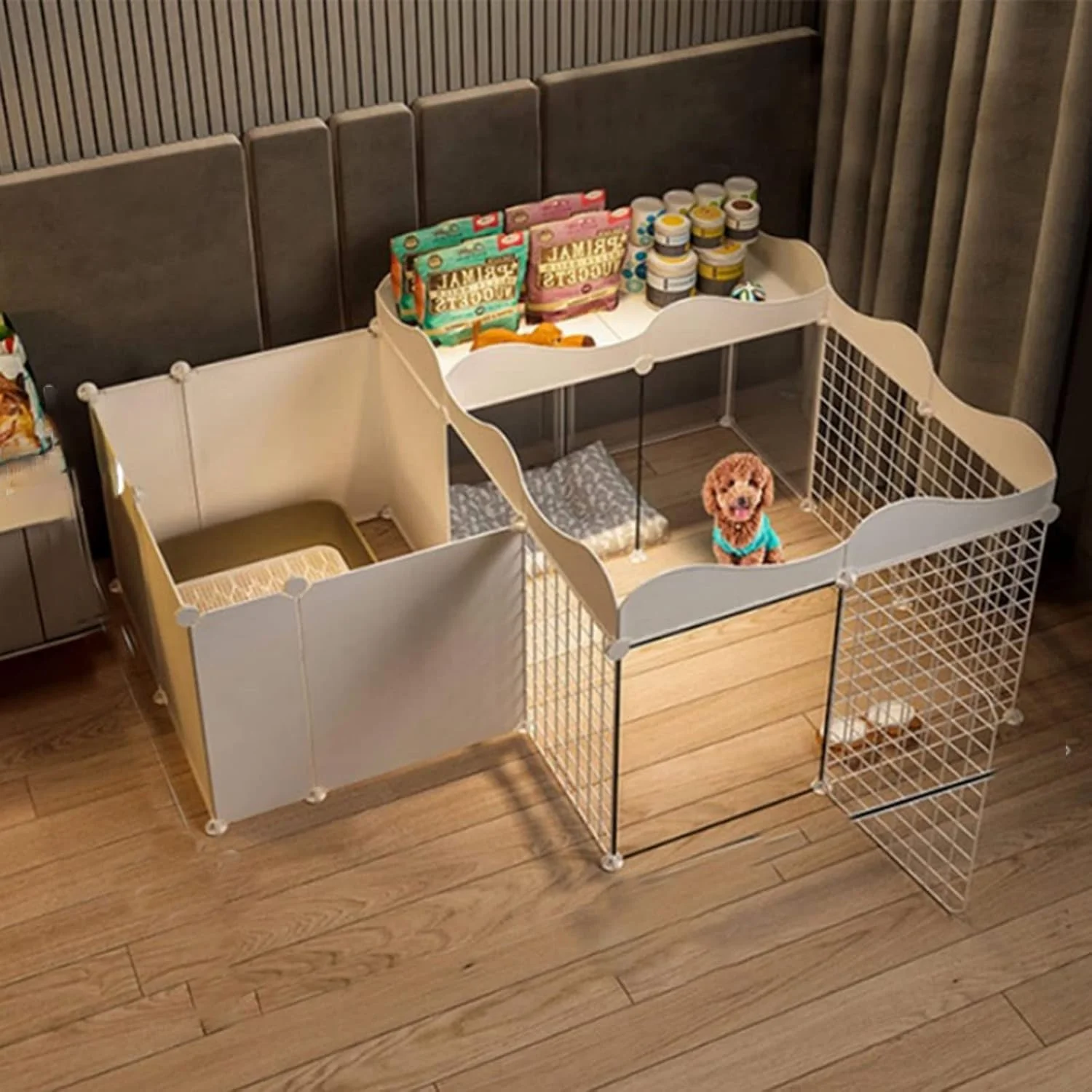 قفس گربه - پارک بازی گربه، پارک بازی حیوانات خانگی، محوطه باز گربه در فضای باز با سیم فلزی متراکم، طراحی DIY، قفس حیوانات کوچک برای سگ های کوچک، توله سگ، خرگوش، خوکچه هندی، وسایل قابل نگهداری (129 * 93 * 57 سانتی متر)