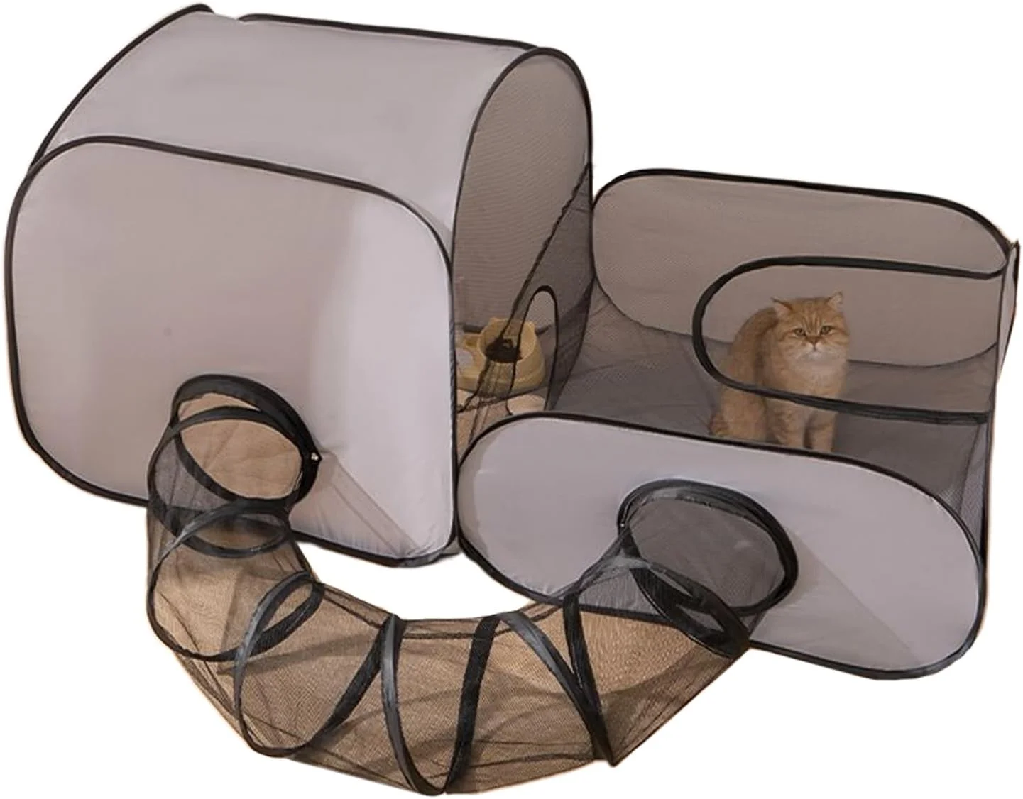 محوطه بازی گربه در فضای باز - محفظه های تاشو گربه چادر توری قابل حمل | خانه بازی تاشو آکسفورد حصار توری تنفسی حیوانات خانگی برای حیاط، باغ و فضای باز