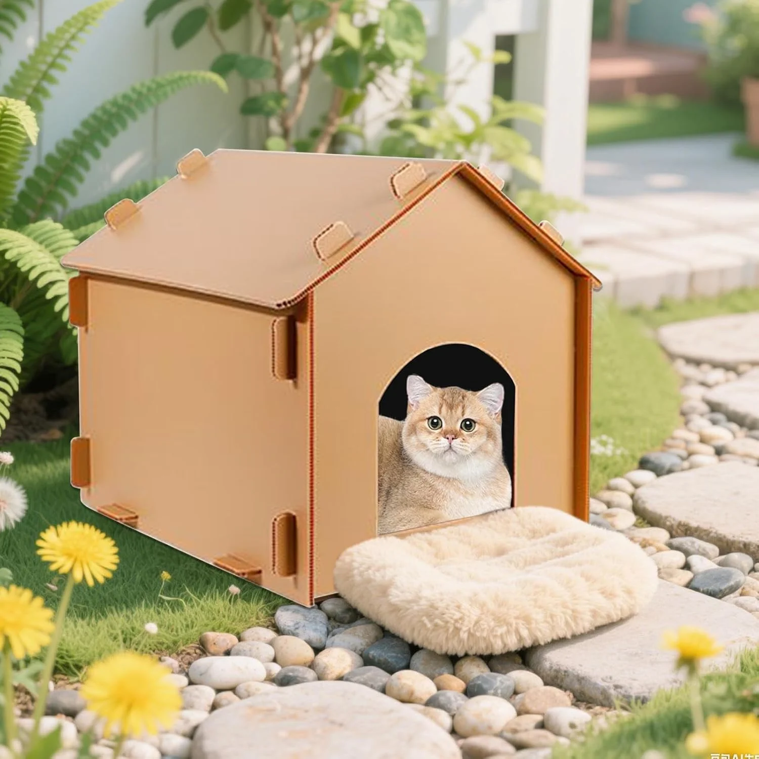 خانه گربه - پناهگاه ضد آب برای حیوانات خیابانی، خانه گربه ضد باد جداشدنی برای خوابیدن، غذا خوردن، پنهان شدن، بازی، کمپینگ زمستانی تابستانی، مسافرت، بالکن، پاسیو، داخل خانه