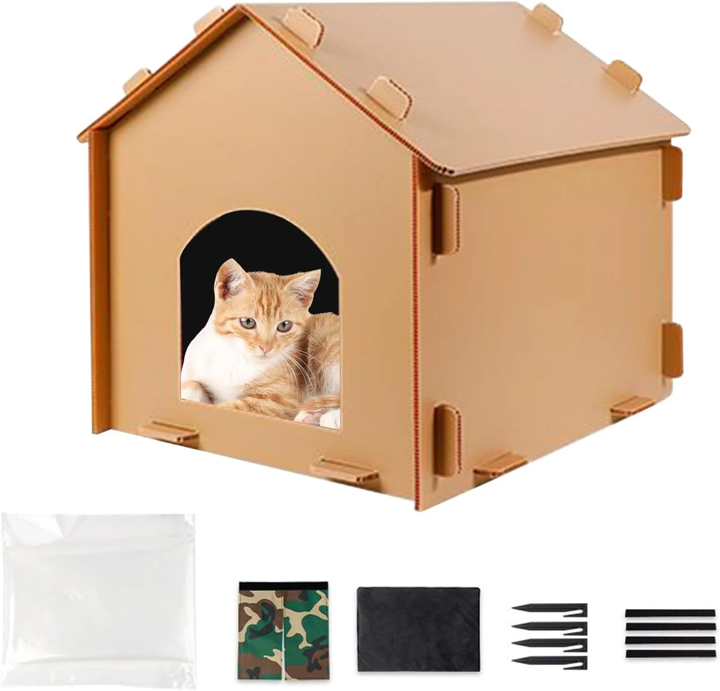 خانه گربه - پناهگاه ضد آب حیاط برای بچه گربه، خانه خواب جداشدنی عایق بندی شده و ضد باد برای گربه ها، سگ ها و حیوانات کوچک، مناسب پاسیو، بالکن، کمپینگ، مسافرت، مخفی شدن در تابستان و زمستان