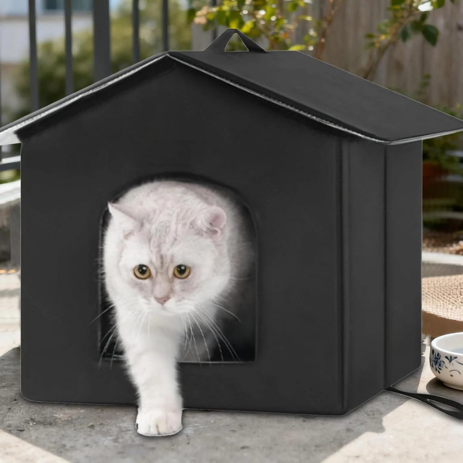 خانه گربه برای فضای باز - پناهگاه گربه ضد آب و هوا، لانه غار بچه گربه گرم و ضد آب قابل شستشو برای چمن، حیاط خلوت، بالکن، حیاط، ایوان، باغ