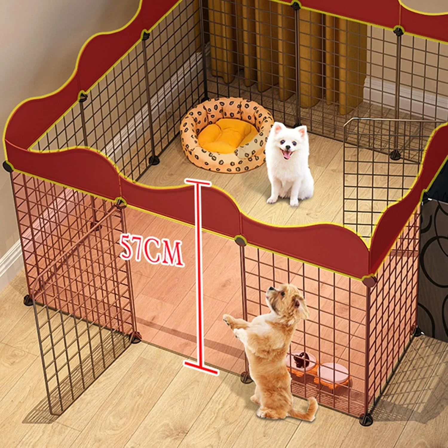 قفس گربه - پارک بازی گربه، پارک بازی حیوانات خانگی، محوطه باز گربه در فضای باز با سیم فلزی متراکم، طراحی DIY، قفس حیوانات کوچک برای سگ های کوچک، توله سگ، خرگوش، خوکچه هندی، وسایل قابل نگهداری (129 * 93 * 57 سانتی متر)