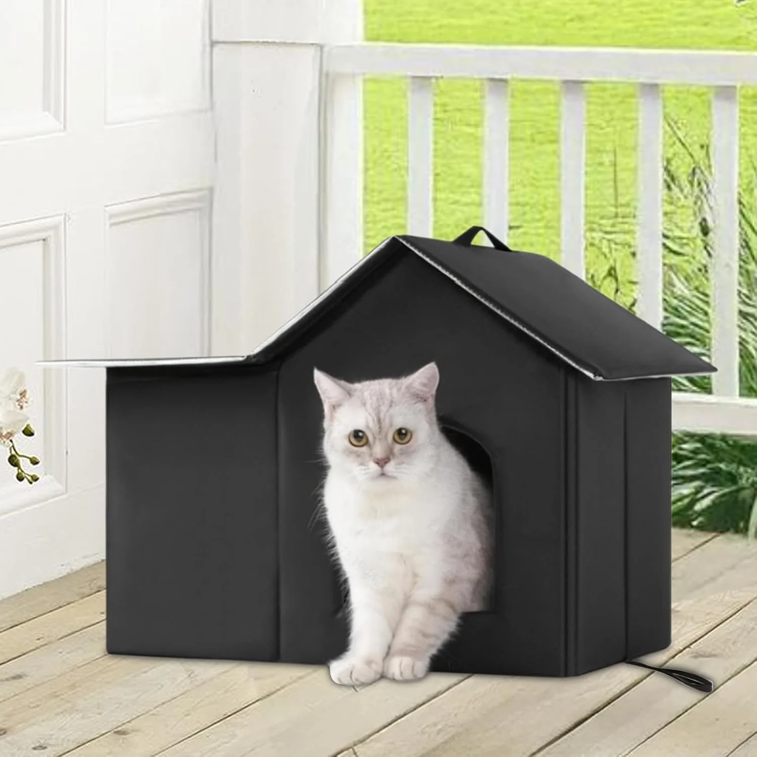 خانه گربه برای فضای باز - خانه گربه عایق بندی شده برای زمستان، چادر/تخت حیوانات ضد آب با عایق حرارتی برای چمن، حیاط خلوت، باغ، بالکن، پاسیو، حیاط