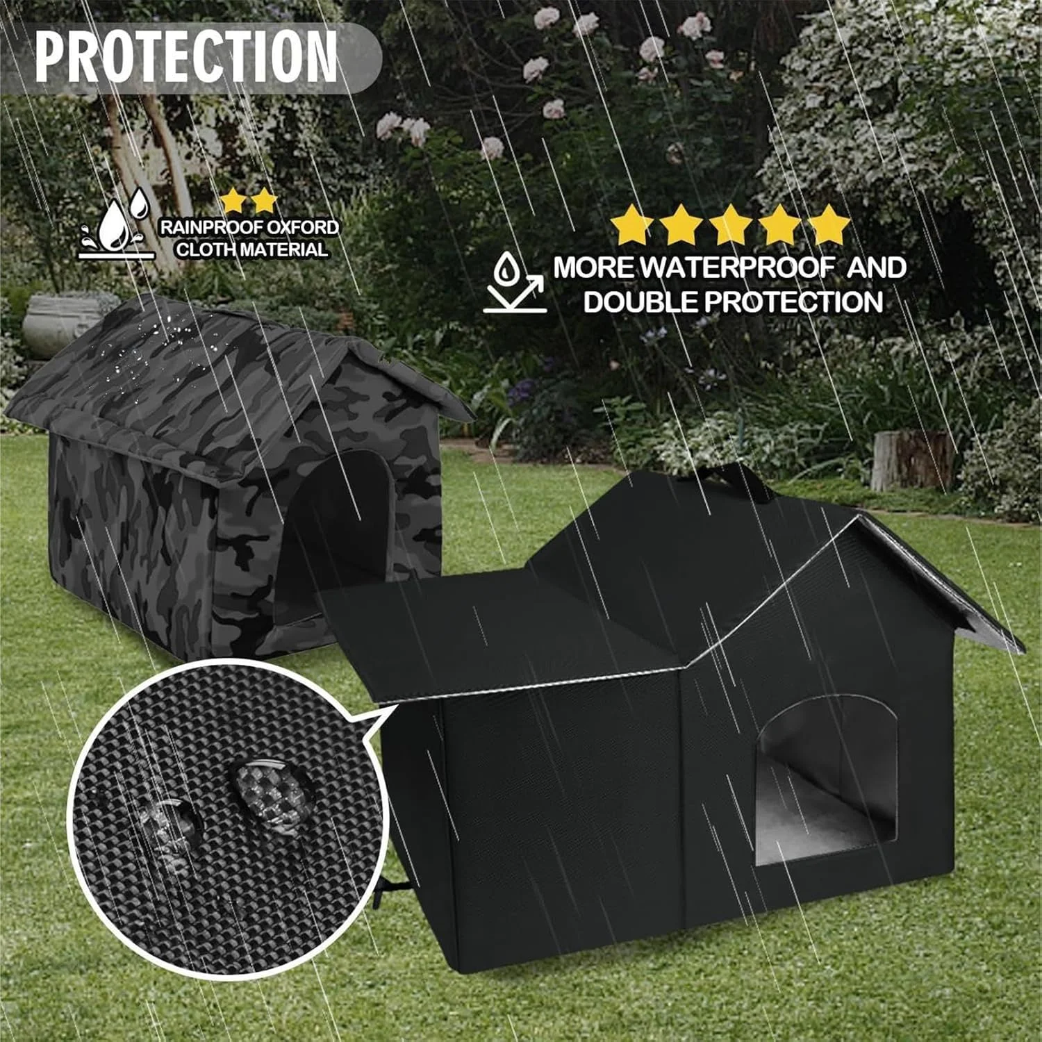 خانه گربه برای فضای باز - پناهگاه لانه حیوانات خانگی گرم و ضد آب برای زمستان، لانه غار بچه گربه قابل شستشو برای بالکن ایوان باغ حیاط چمن