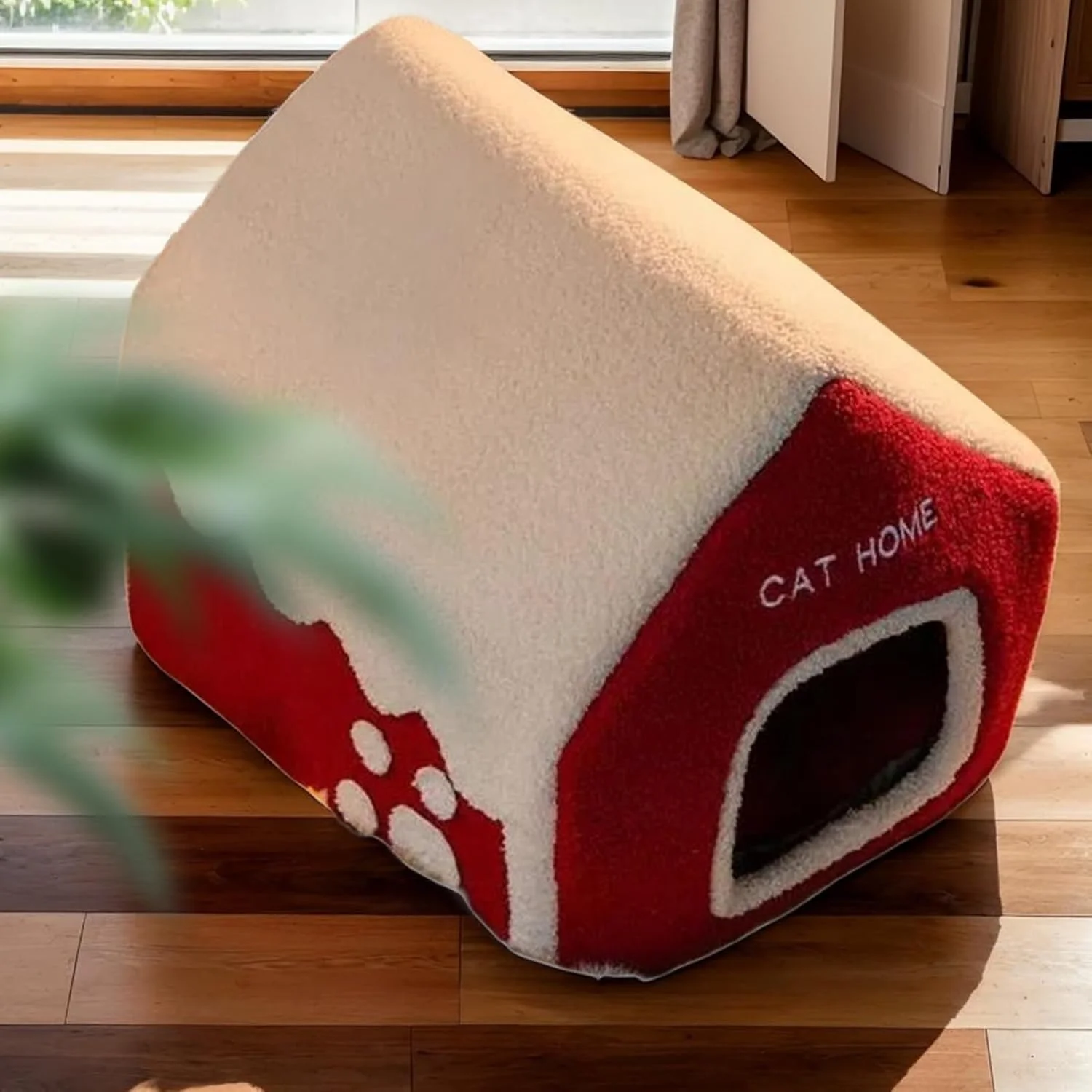 خانه گربه طرح خانه برفی - لانه نرم زمستانی حیوانات خانگی - لانه گرم عایق شده برای گربه سگ اتاق نشیمن آپارتمان داخل خانه اتاق خواب بالکن خوابگاه