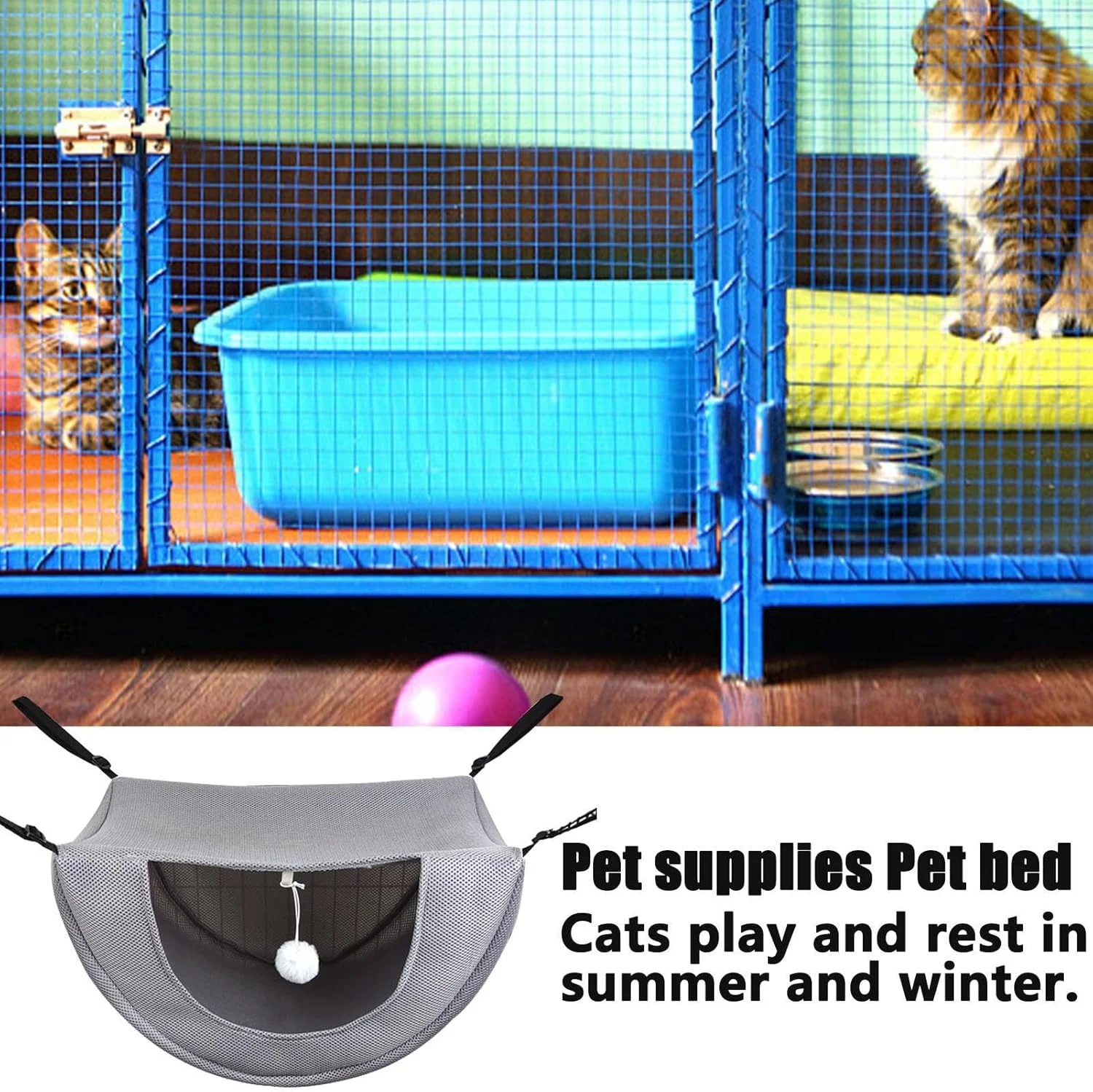 تخت آویز گربه - تخت خواب بچه گربه با پارچه توری ضخیم | لوازم جانبی برای راسو، راکون یا حیوانات خانگی کوچک، کیسه داخلی برای بهار/تابستان/زمستان