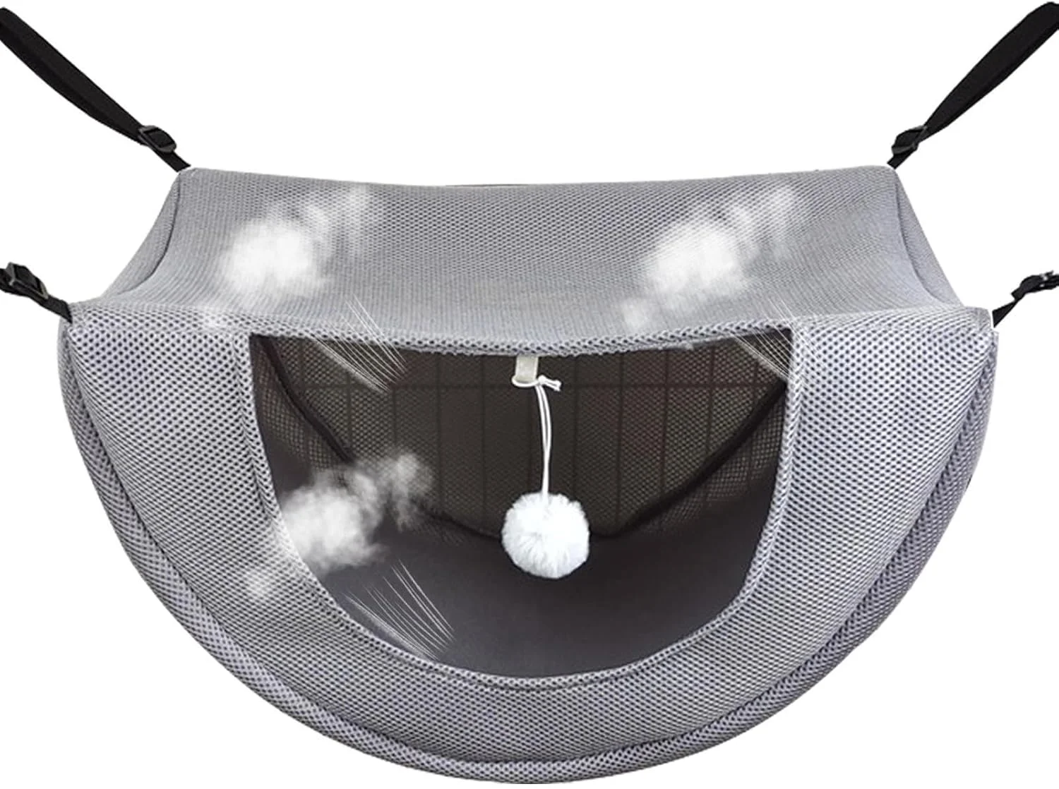 تخت آویز گربه برای قفس - تخت توری بچه گربه به همراه توپ سرگرم کننده | مناسب برای گربه های خانگی، راسو، همستر یا حیوانات کوچک، لوازم حیوانات خانگی راحت