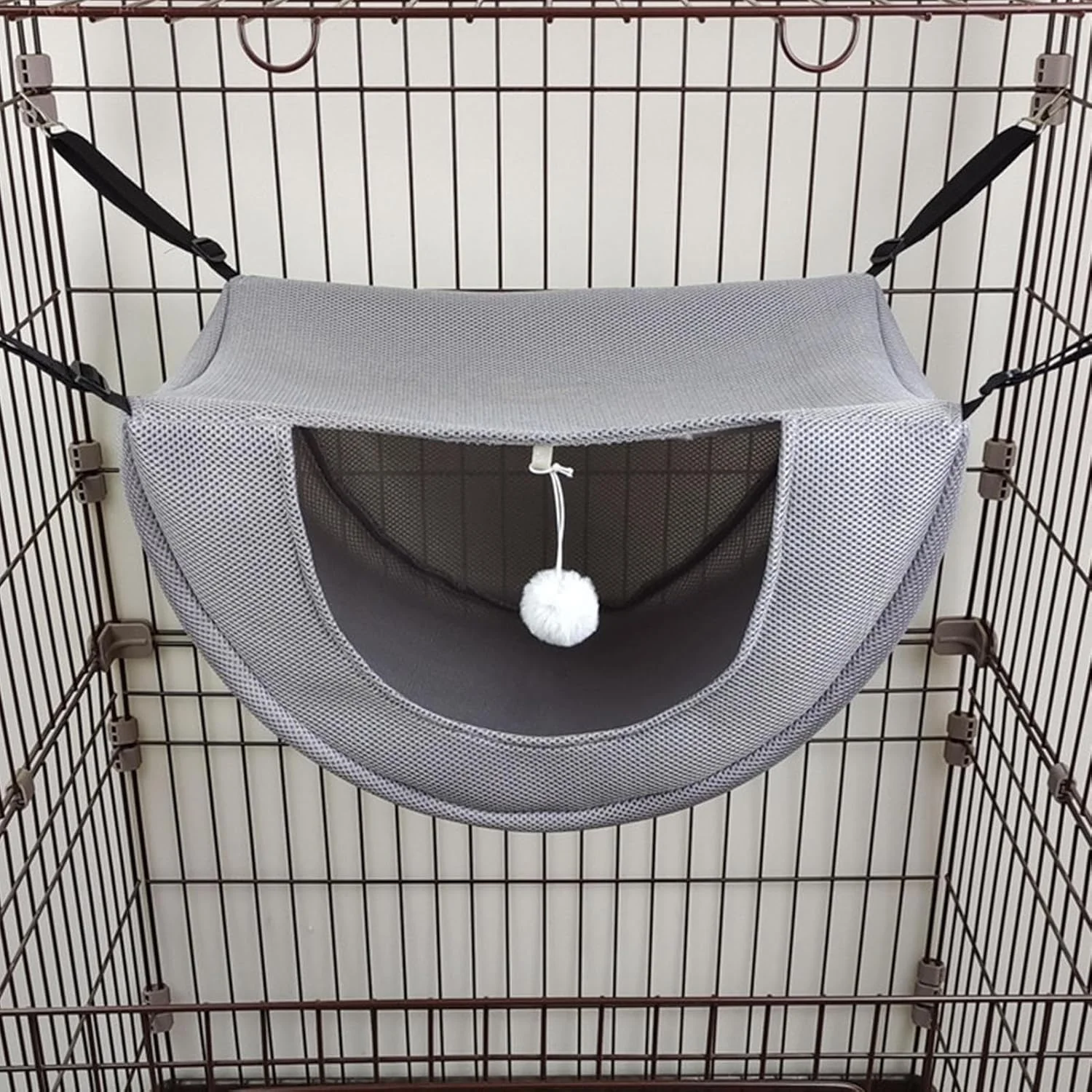 تخت آویز گربه، تخت خواب بچه گربه با قابلیت تنفس با توپ سرگرم کننده - لوازم حیوانات خانگی قفس صندلی تخت آویز برای گربه ها حیوانات کوچک خوابیدن استراحت