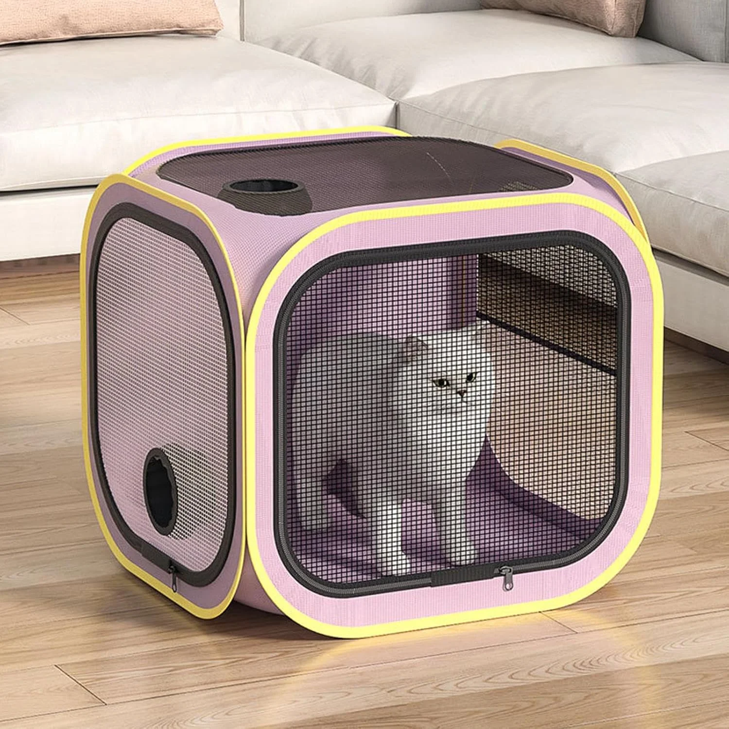 باکس خشک کن موی گربه، قفس خشک کن - اتاق قابل حمل برای نظافت و جلوگیری از پرواز مو برای سگ های کوچک، بزرگ و متوسط، توله سگ، گربه و بچه گربه در خارج از منزل