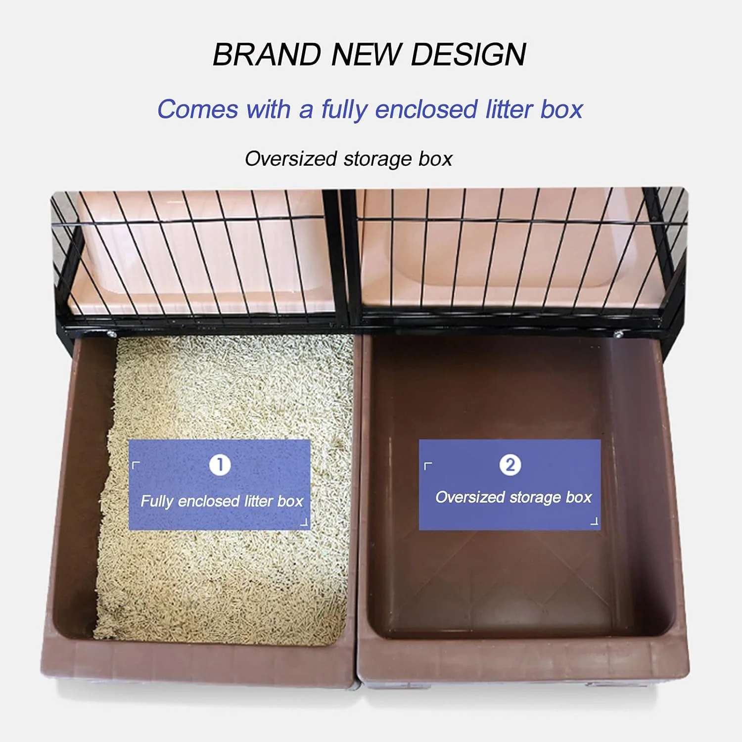 قفس گربه - قفس سگ فلزی سنگین و قوی، خانه گربه، لانه گربه، قفس فلزی تاشو برای سگ های متوسط و بزرگ، محوطه بازی حیوانات خانگی داخل و خارج از خانه (بسته دو لایه صورتی C)