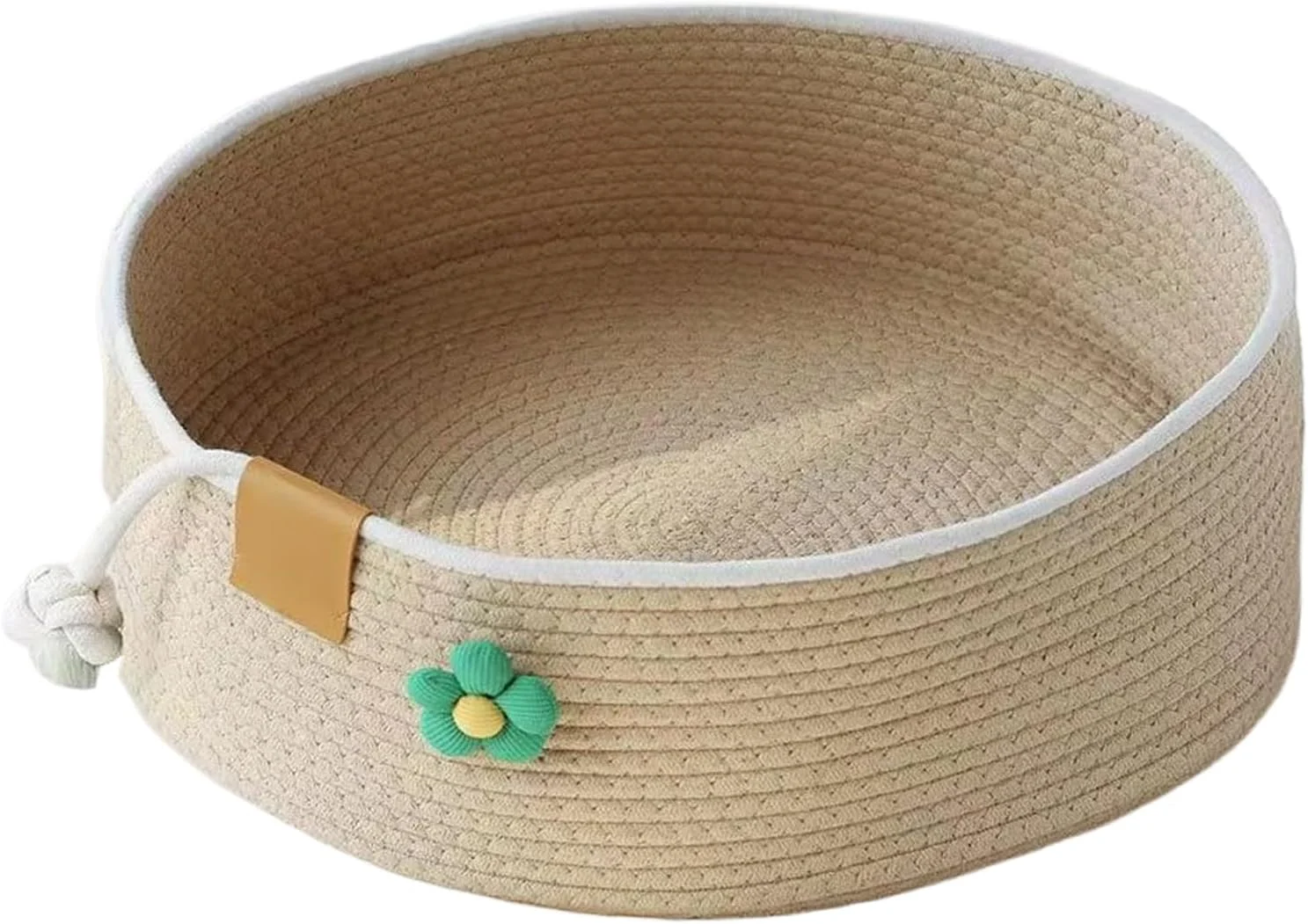 تخت سبدی گربه - تخت سبدی بافتنی خواب گربه سایز متوسط، خانه پد خراش مبلمان حیوانات خانگی برای استراحت و خواب گربه های بزرگ در اتاق نشیمن، دفتر کار، اتاق خواب، میز یا مبل