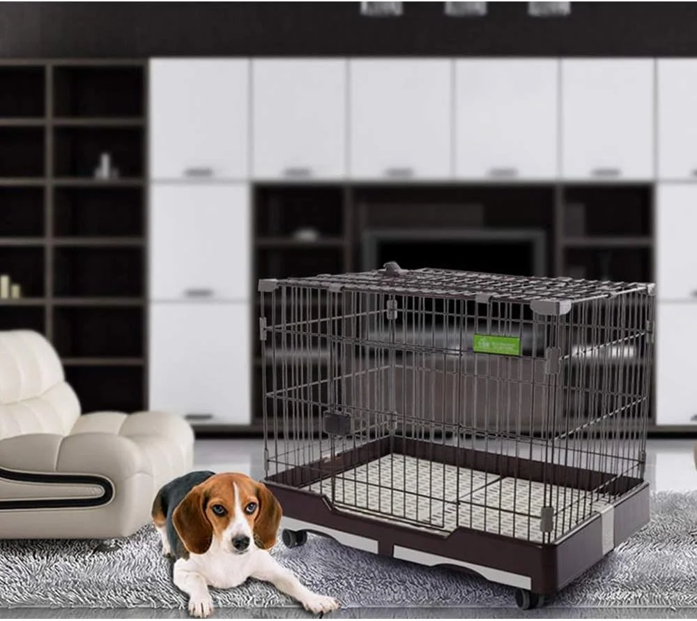 قفس سگ WYJW، باکس حمل حیوانات خانگی پلاستیکی قابل حمل با دو کشو، مونتاژ آسان برای سگ های کوچک، متوسط و بزرگ، 3 سایز و رنگ، صورتی، M