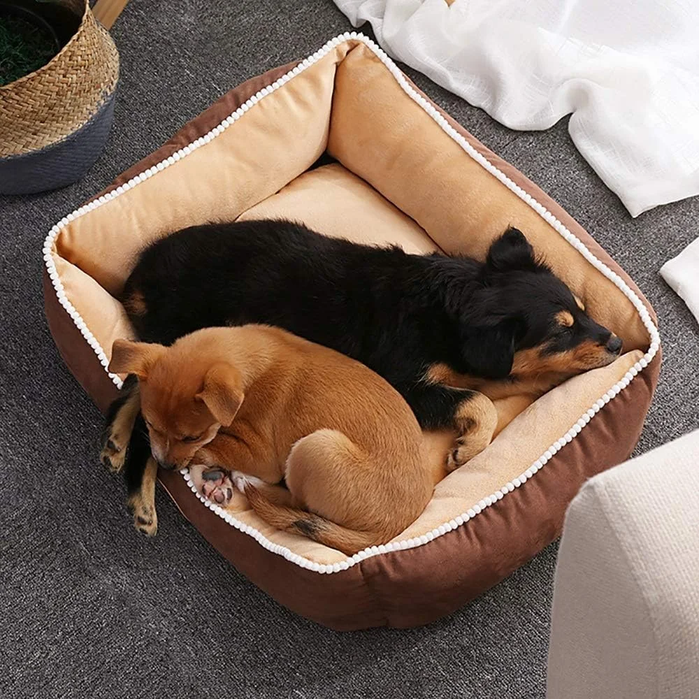 لانه گربه ترمه + پارچه ضد لغزش + پنبه الاستیک سه بعدی با قابلیت جدا شدن و شستشو لوازم حیوانات خانگی آبی + بژ چند سایز (سایز : L)