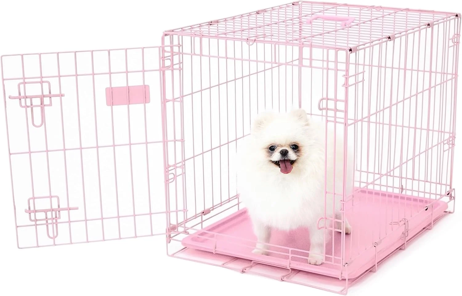 قفس سگ فلزی تک درب امن و جمع و جور کارلسون پت پروداکتس، صورتی، کوچک