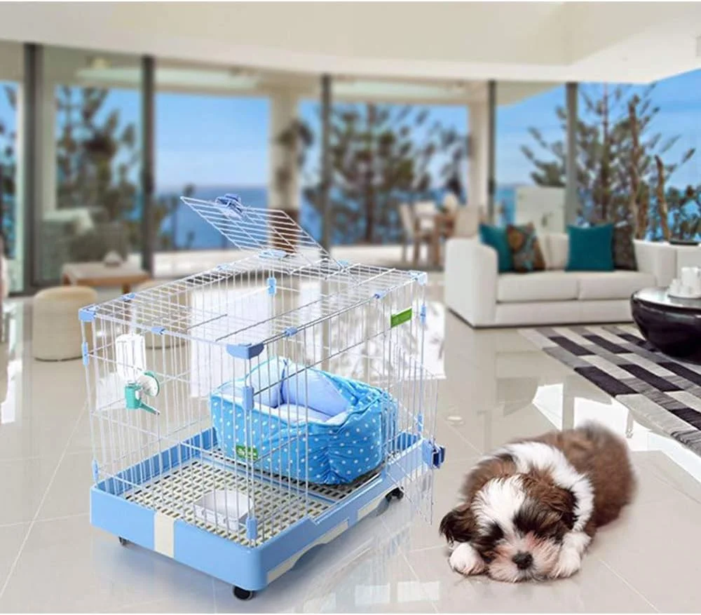 قفس سگ WYJW، باکس حمل حیوانات خانگی پلاستیکی قابل حمل با دو کشو، مونتاژ آسان برای سگ های کوچک، متوسط و بزرگ، 3 سایز و رنگ، صورتی، M