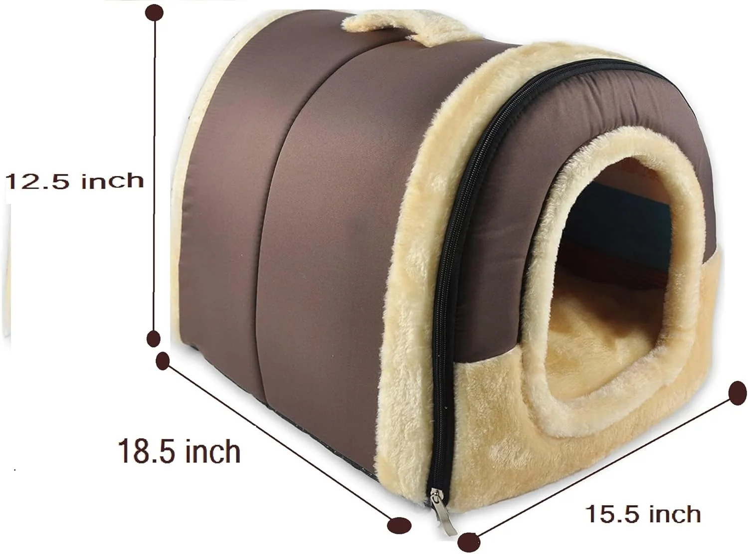 خانه سگ اسکیمویی CARESFUL، تخت کلبه گربه قابل حمل با کوسن جداشدنی، تخت کلبه سگ دنج قابل شستشو 2 در 1، غار گربه، تاشو، گرم و غیر لغزنده برای حیوانات خانگی توله سگ بچه گربه خرگوش (S)