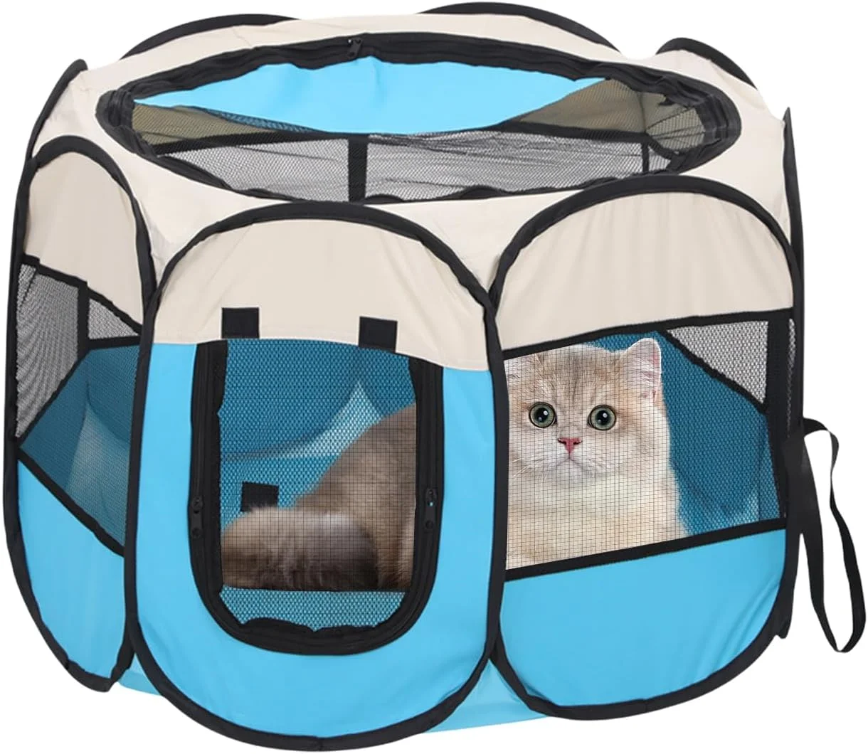 چادر سگ خانگی | چادر توری نیمه بسته جادار و تنفسی برای کمپینگ توله سگ و گربه، مناسب برای توله سگ، بچه گربه، راسو، همستر، جوجه تیغی، جوجه، حیاط مسافرتی، پاسیو در فضای باز