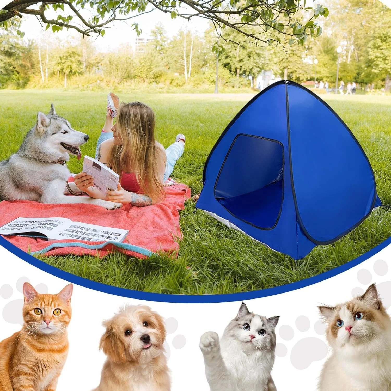 Dog Camping Tent | Portable Shade House Foldable Shelter - Outside Cat Dog Outside Shade Tent for Picnicking Lawn Garden Patio Outings Backyard