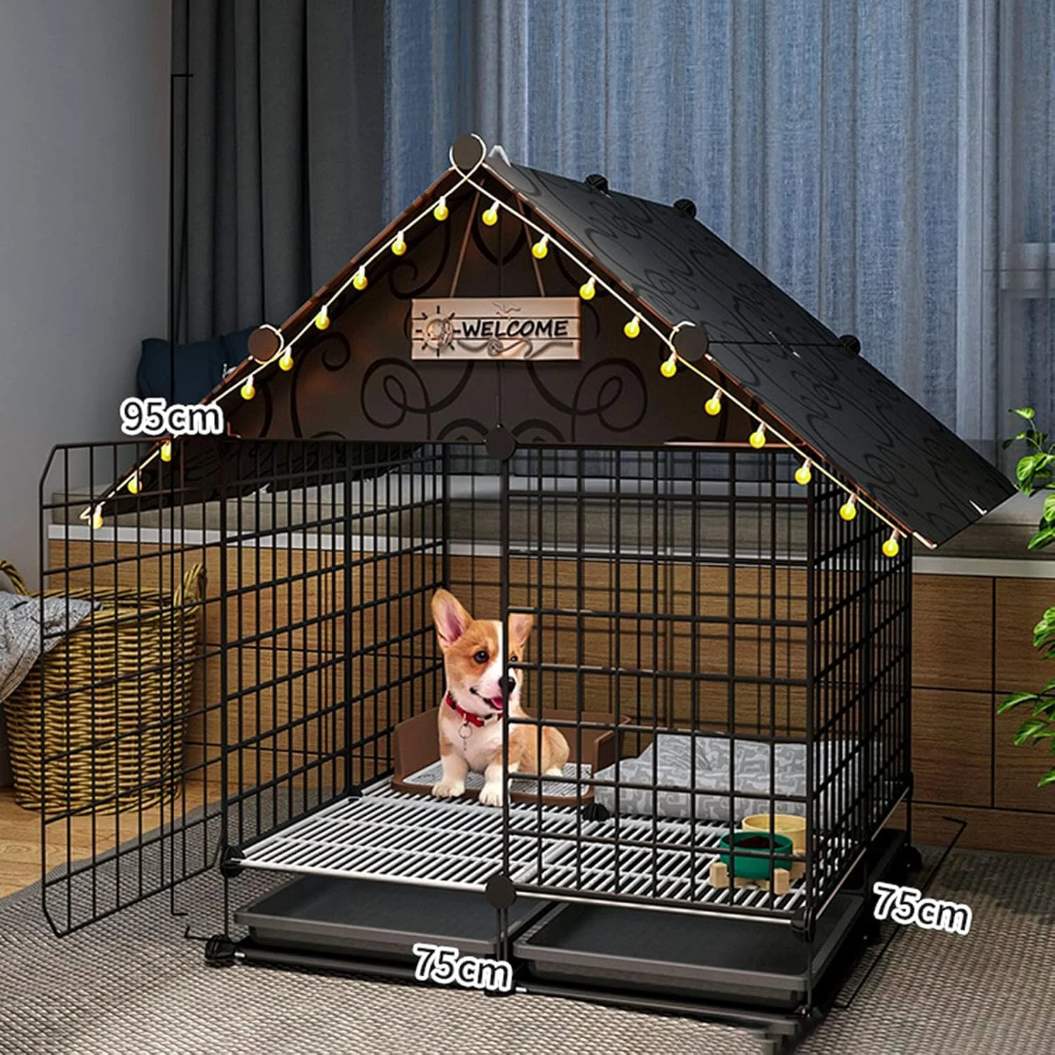 قفس سگ - قفس توری سگ توله سگ - سینی ABS تاشو باکس توله سگ باکس حمل گربه قفس سگ قفس حیوانات کوچک DIY برای خوکچه هندی - با لوازم جانبی (C7)