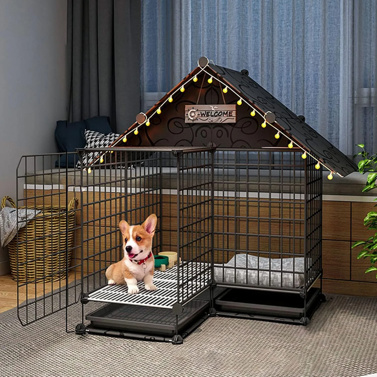 قفس سگ - قفس حصار سگ توله سگ - سینی ABS تاشو جعبه حمل گربه قفس سگ، قفس حیوانات کوچک DIY برای خوکچه هندی - همراه با لوازم جانبی (رنگ: C5)