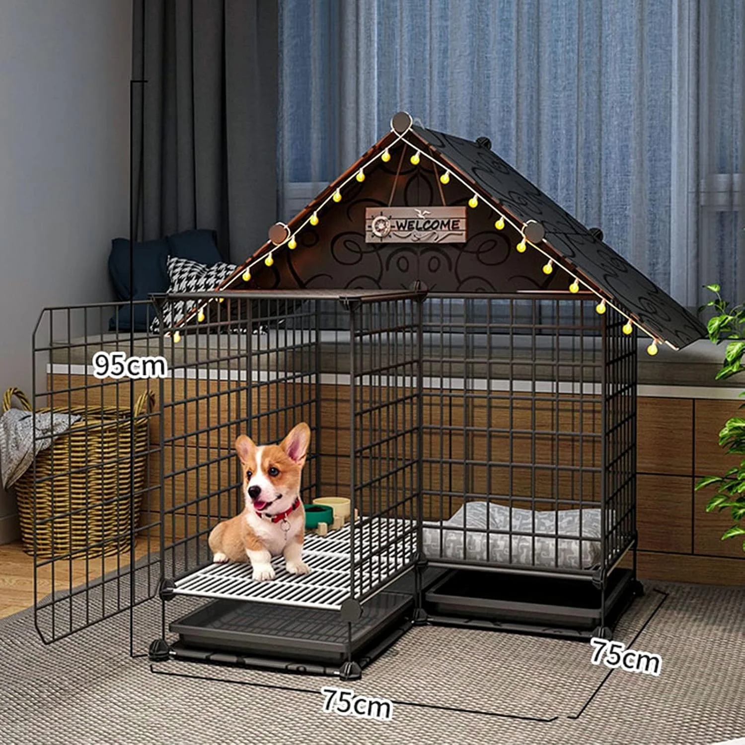 قفس سگ - قفس حصار سگ توله سگ - سینی ABS تاشو جعبه حمل گربه قفس سگ، قفس حیوانات کوچک DIY برای خوکچه هندی - همراه با لوازم جانبی (رنگ: C5)