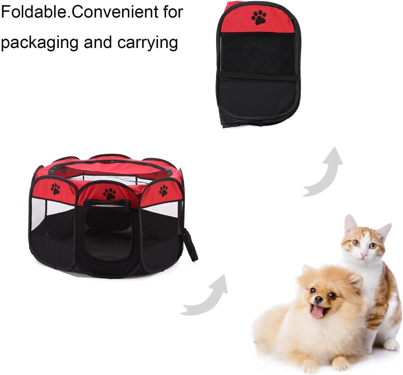 BWORPPY - محوطه بازی/چادر/خانه تاشو و ضد آب حیوانات خانگی با سایبان آفتابگیر جداشدنی برای سگ، گربه و توله سگ